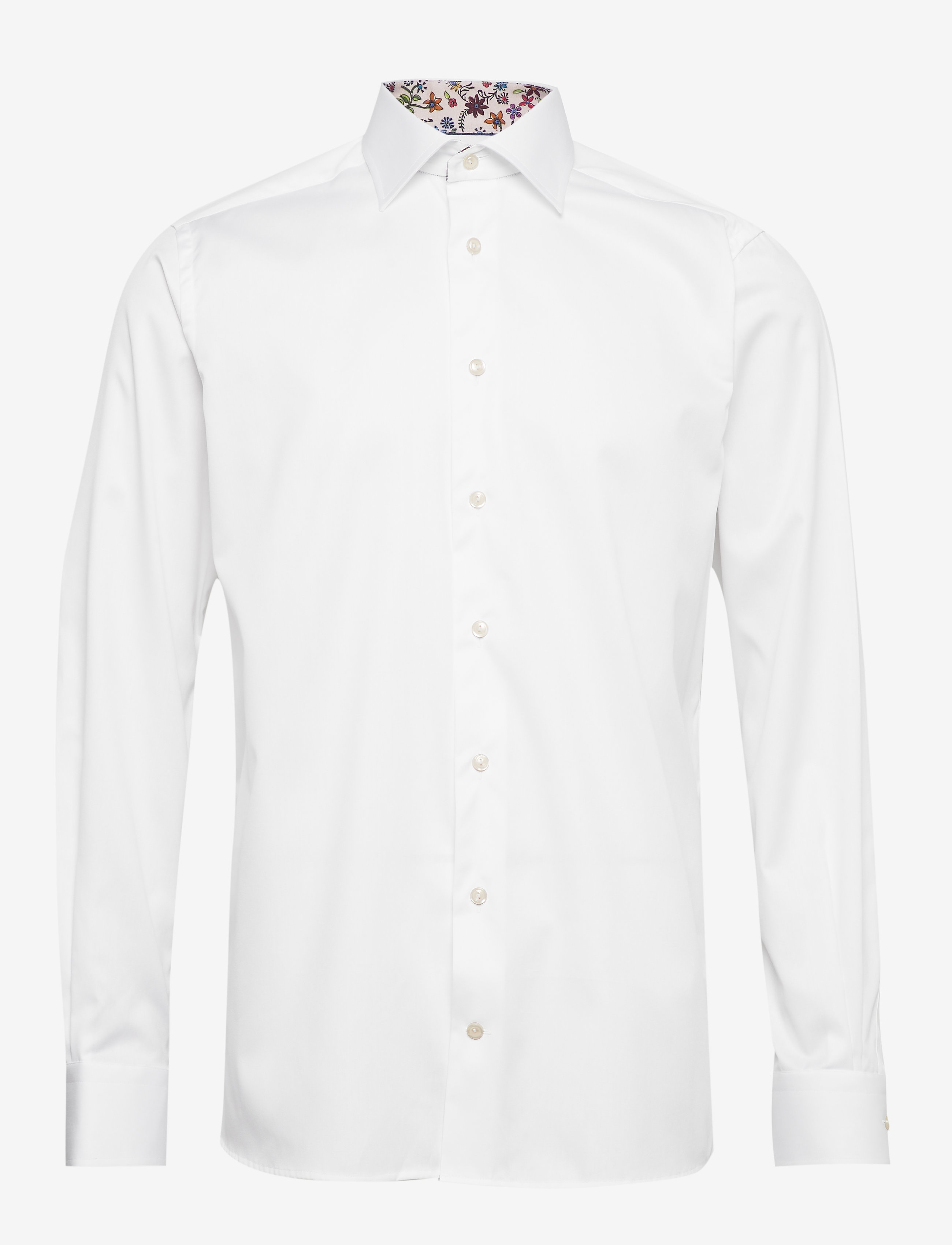 Eton - White twill shirt - flower details - white - 0