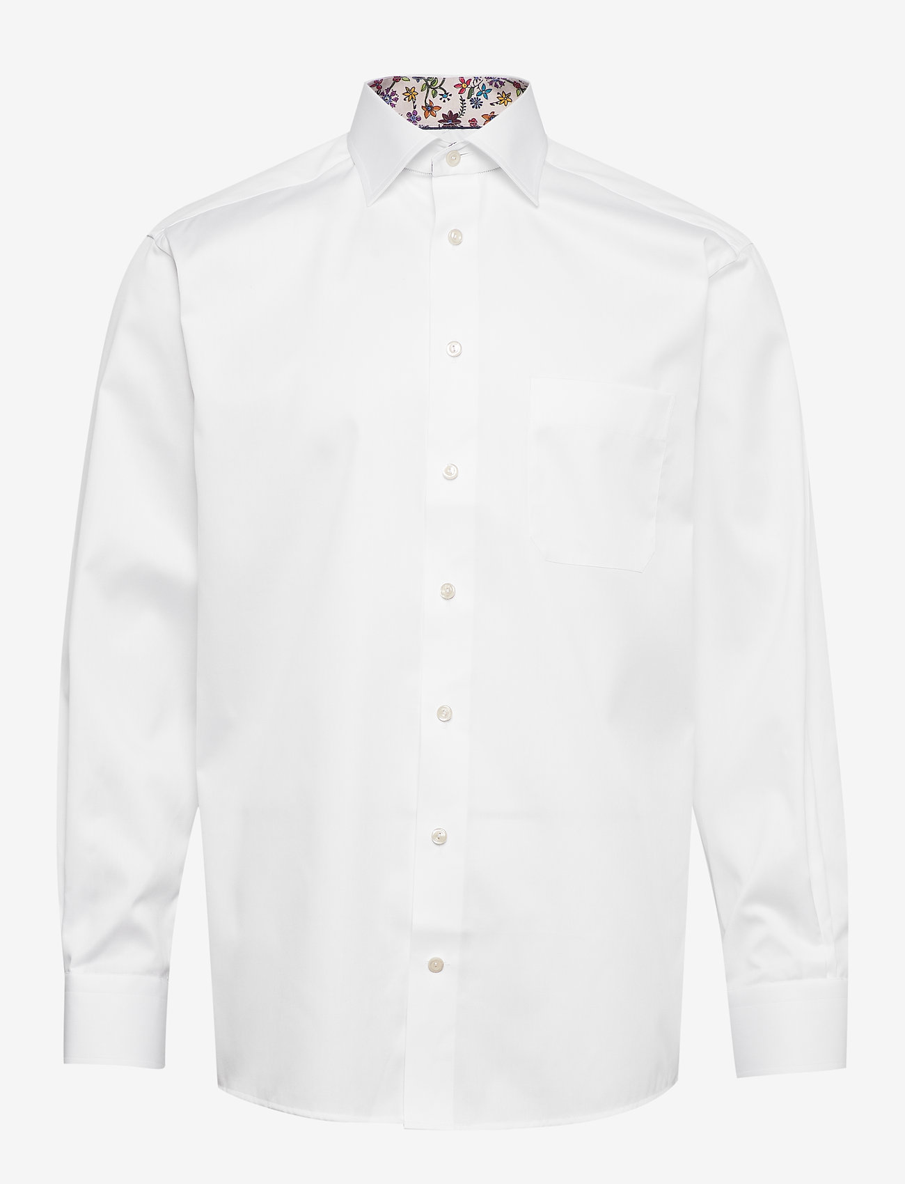 Eton - White twill shirt - flower details - white - 0