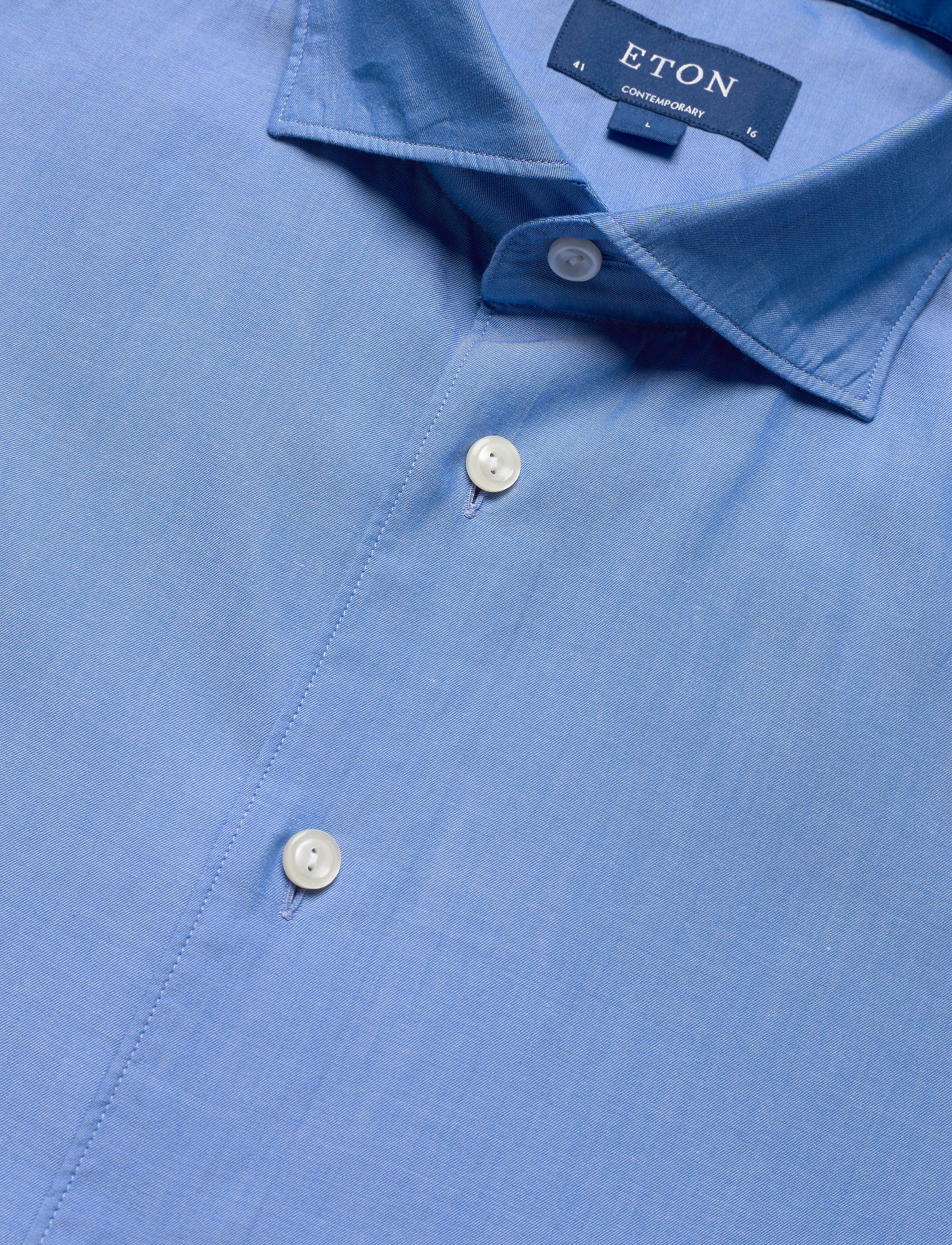 Eton - Blue twill shirt – soft - blue - 4