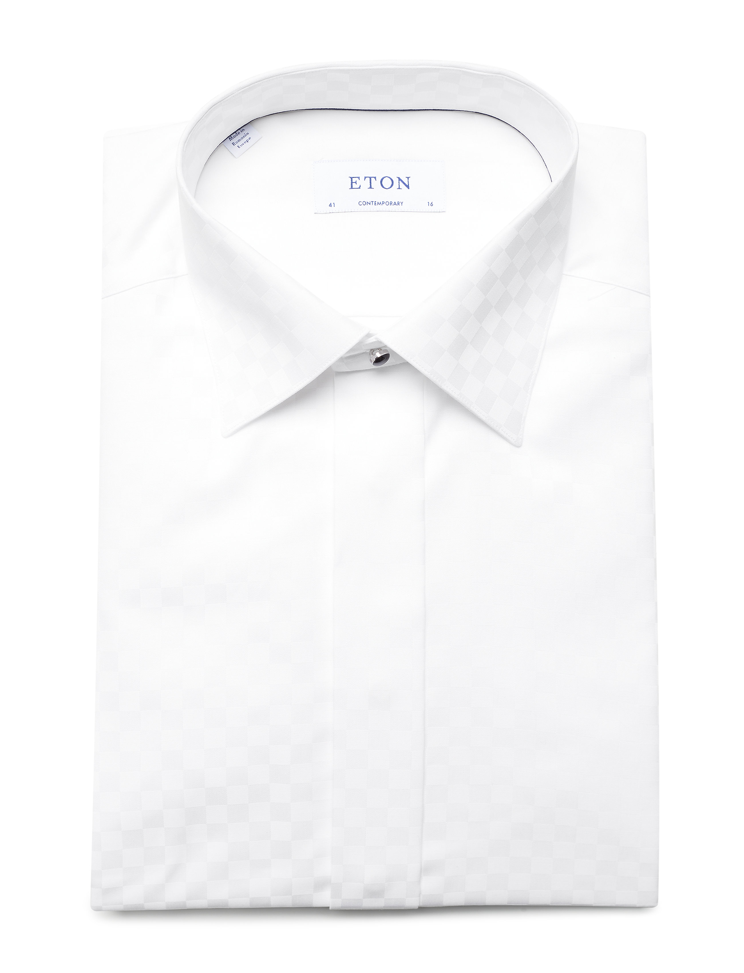 Eton - Chessboard check evening shirt - white - 4