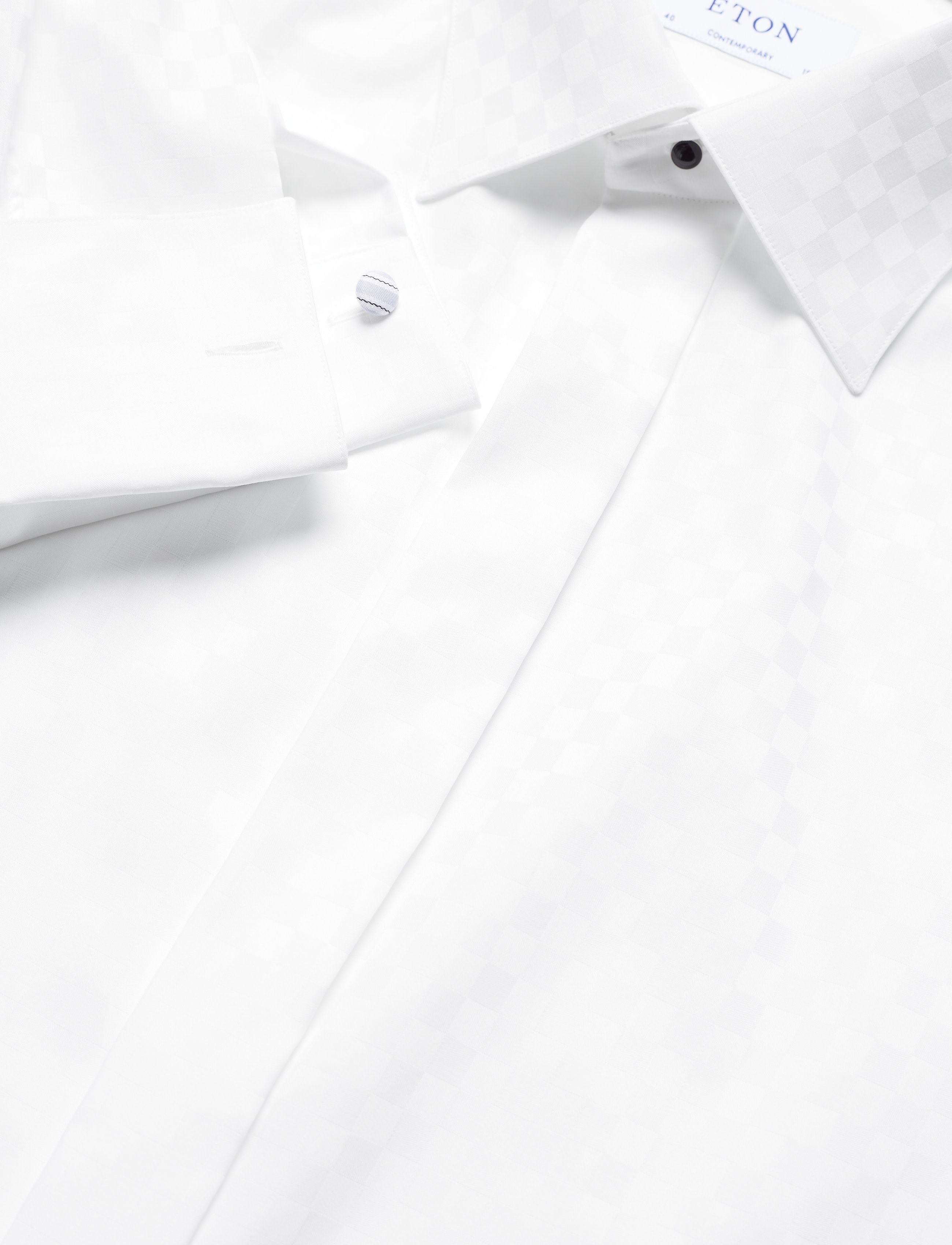 Eton - Chessboard check evening shirt - white - 3
