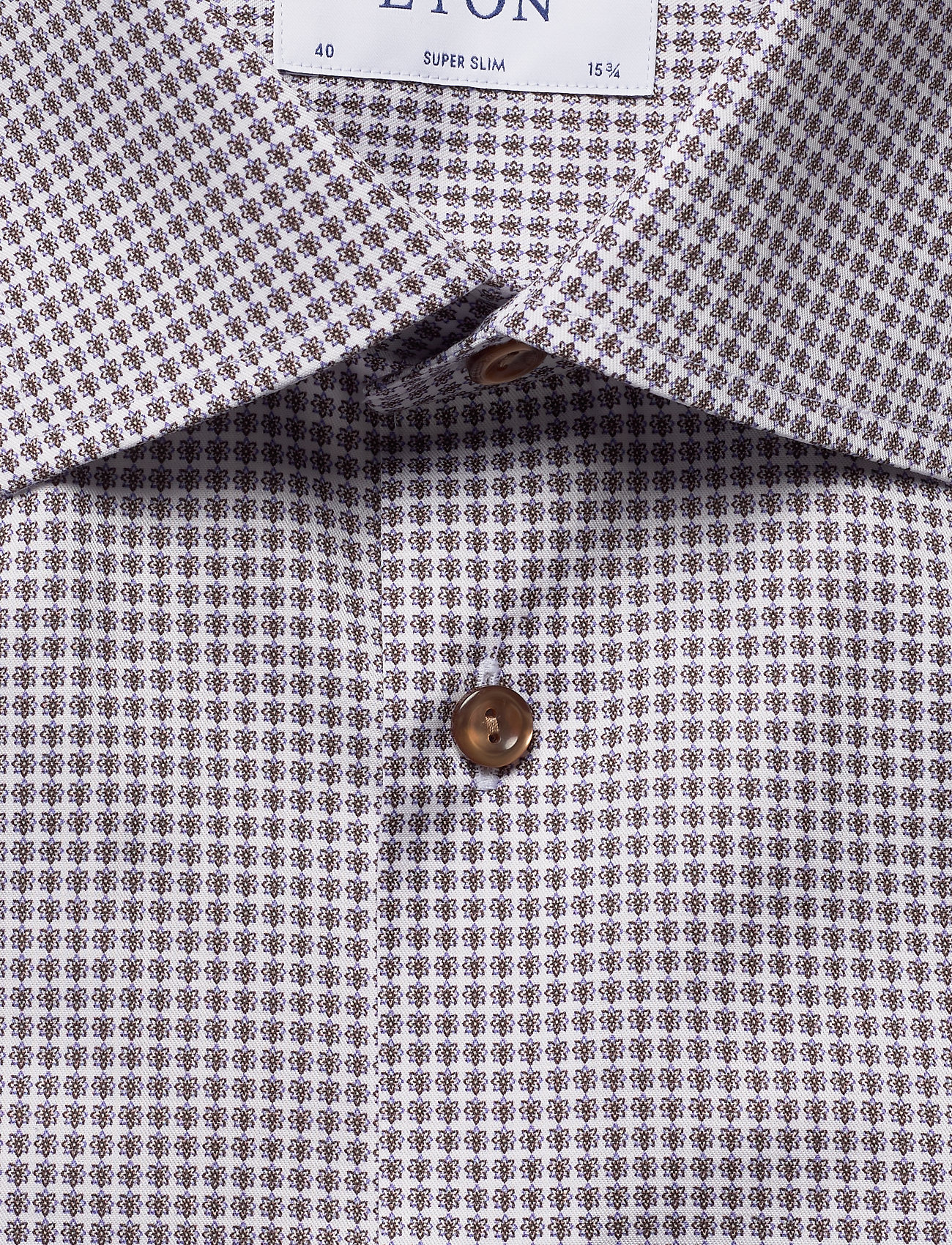 Eton - Blue micro flower shirt - offwhite/brown - 2