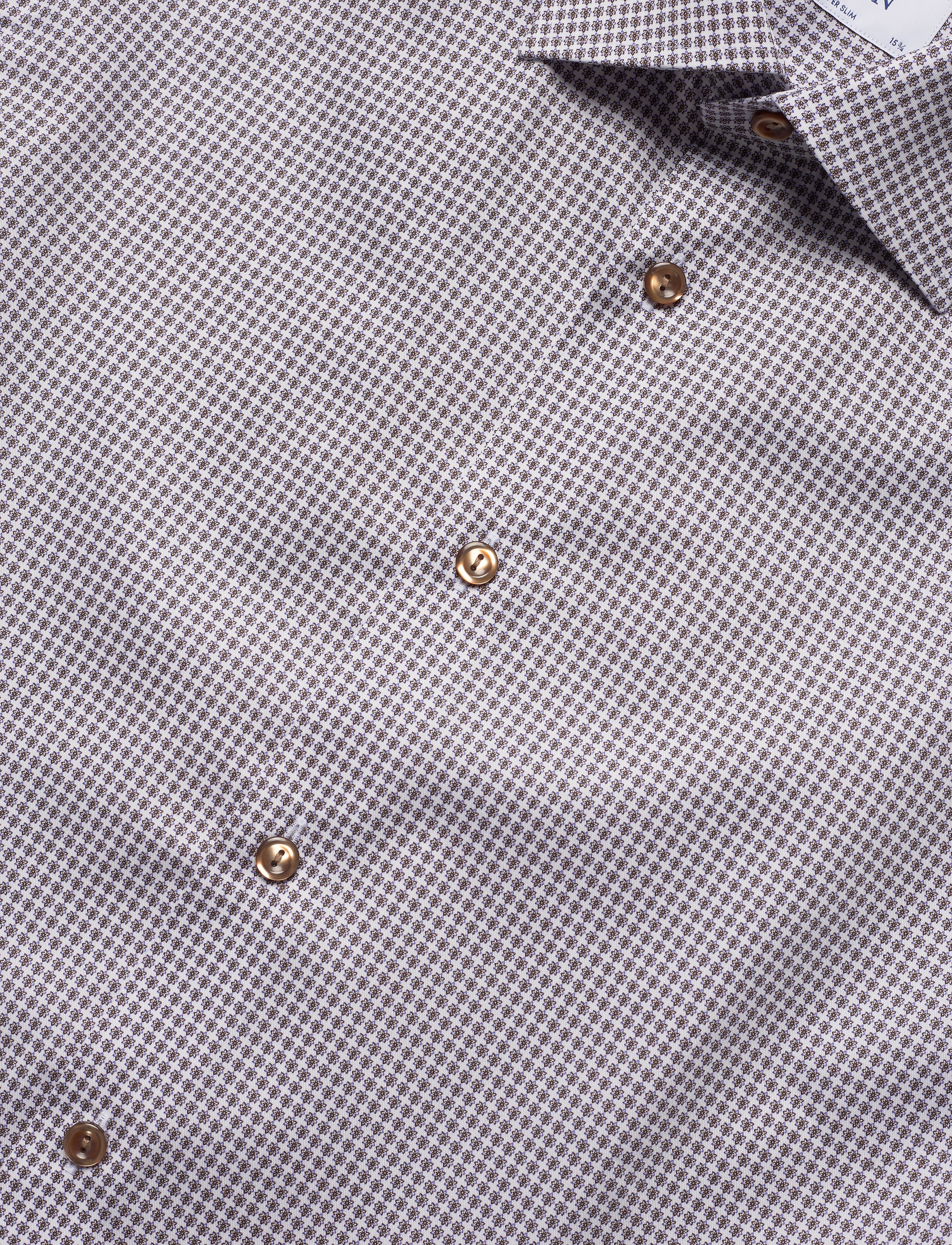 Eton - Blue micro flower shirt - offwhite/brown - 3