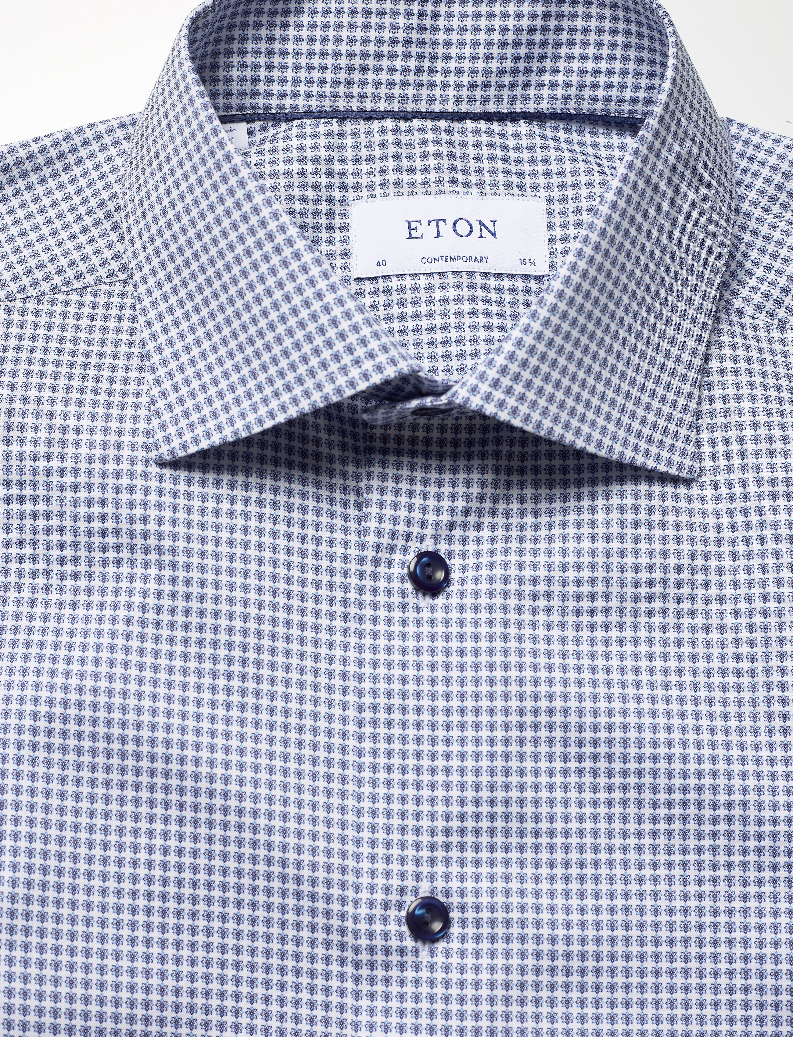 Eton - Micro flower shirt - blue - 2