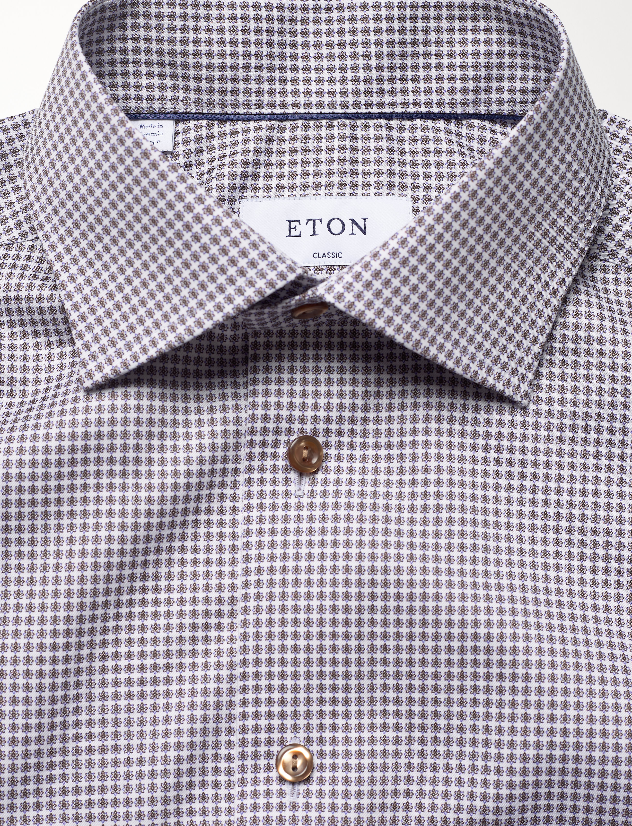 Eton - Beige micro flower shirt - offwhite/brown - 2