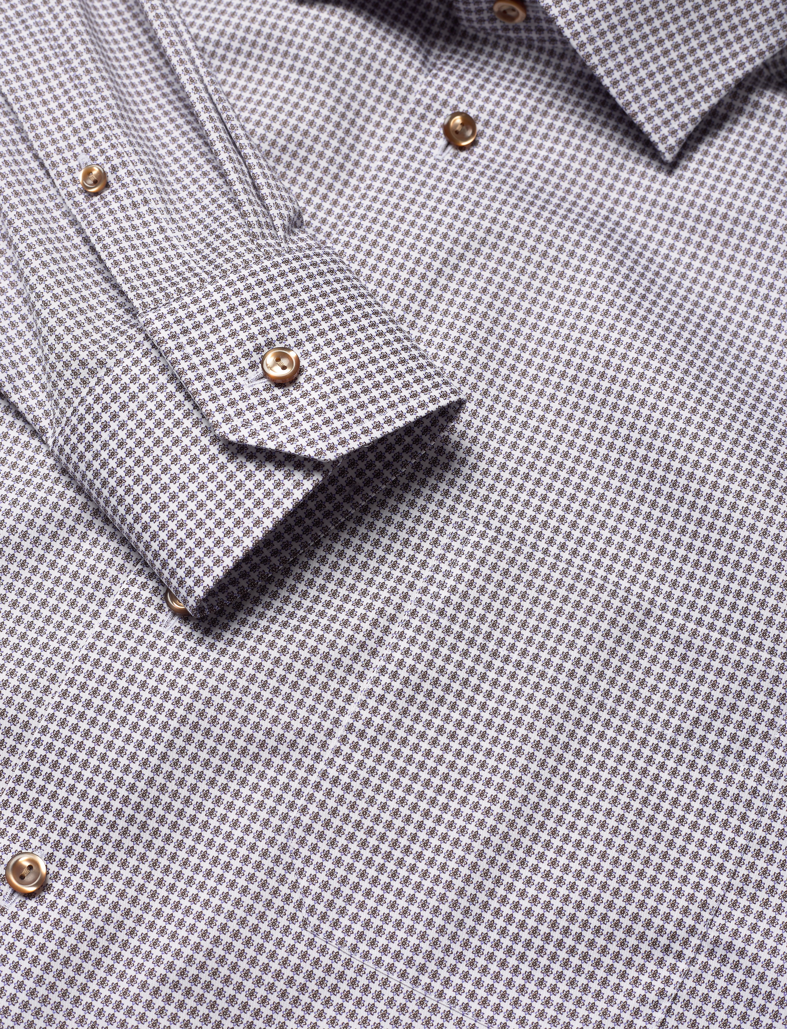 Eton - Beige micro flower shirt - offwhite/brown - 4