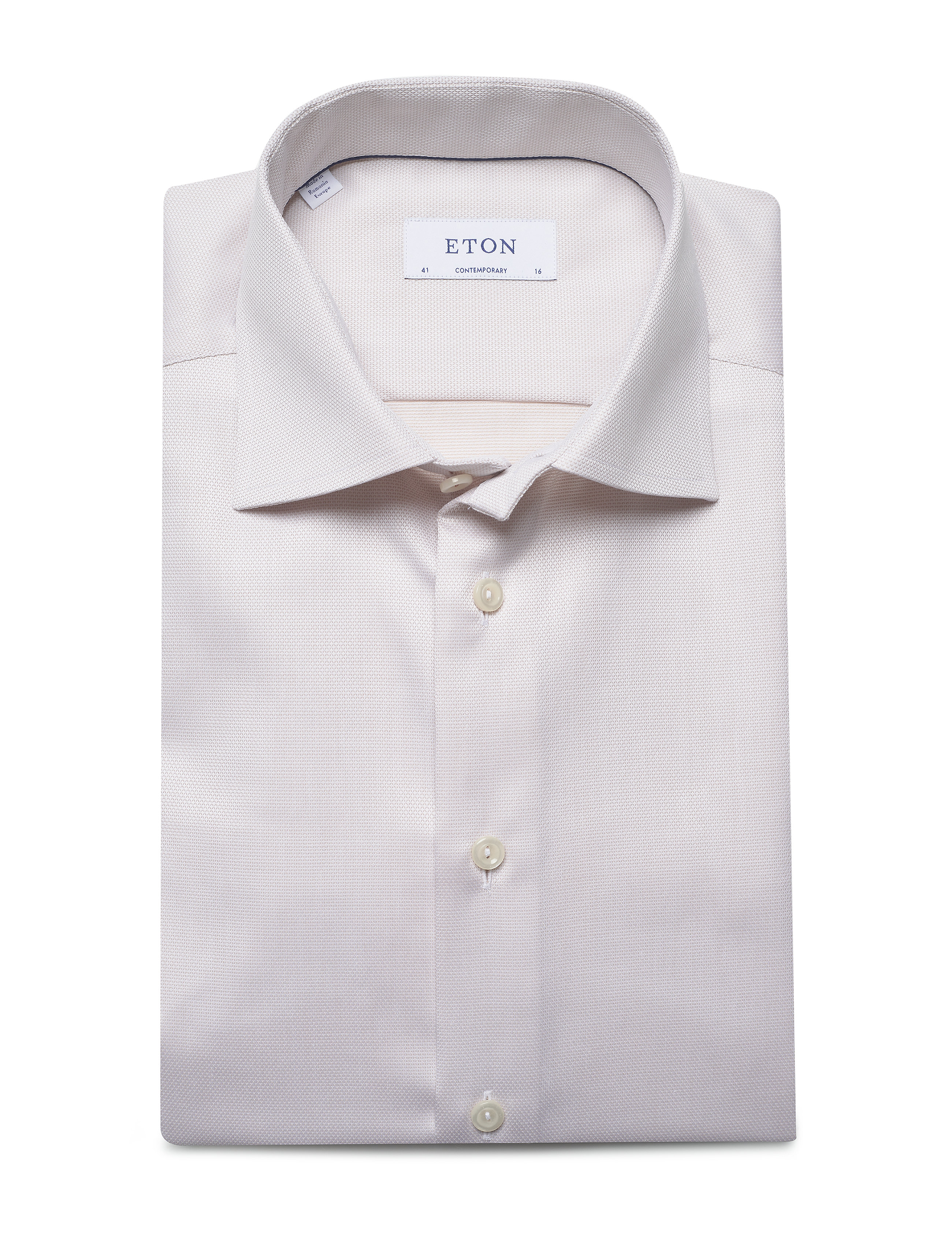 Eton - Beige diamond weave shirt - offwhite/brown - 4