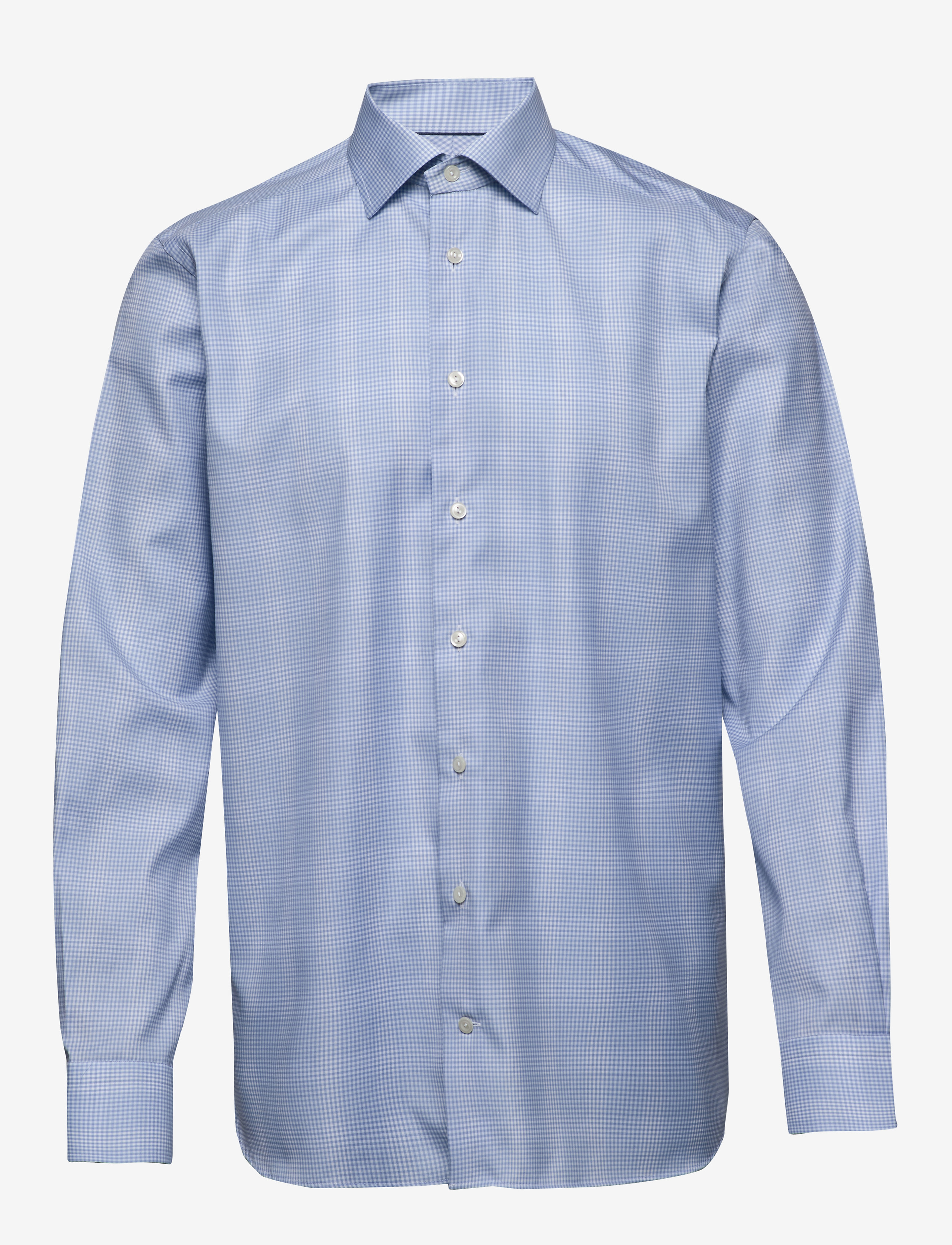 Eton - Gingham cotton-tencel shirt - blue - 0