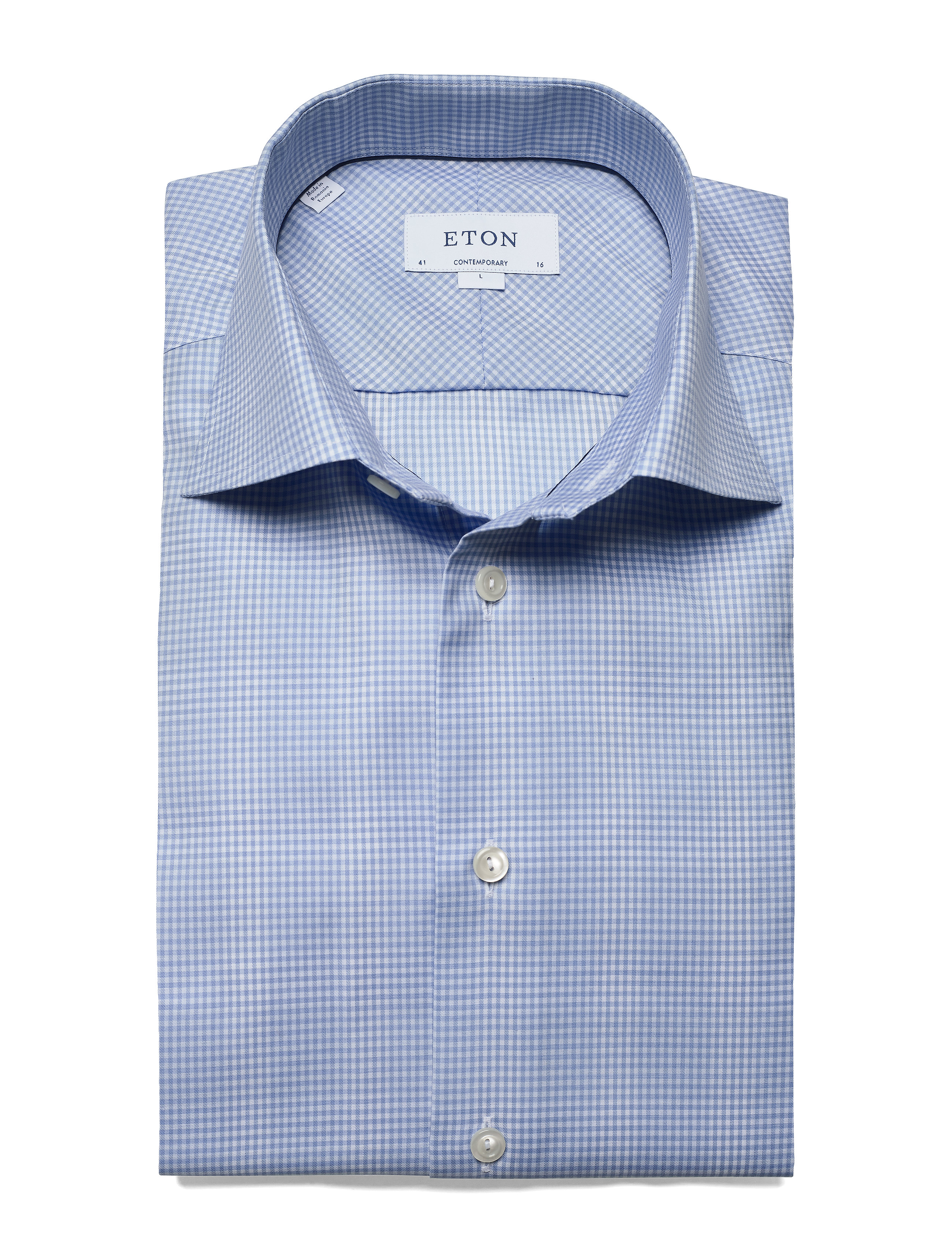 Eton - Gingham cotton-tencel shirt - blue - 4