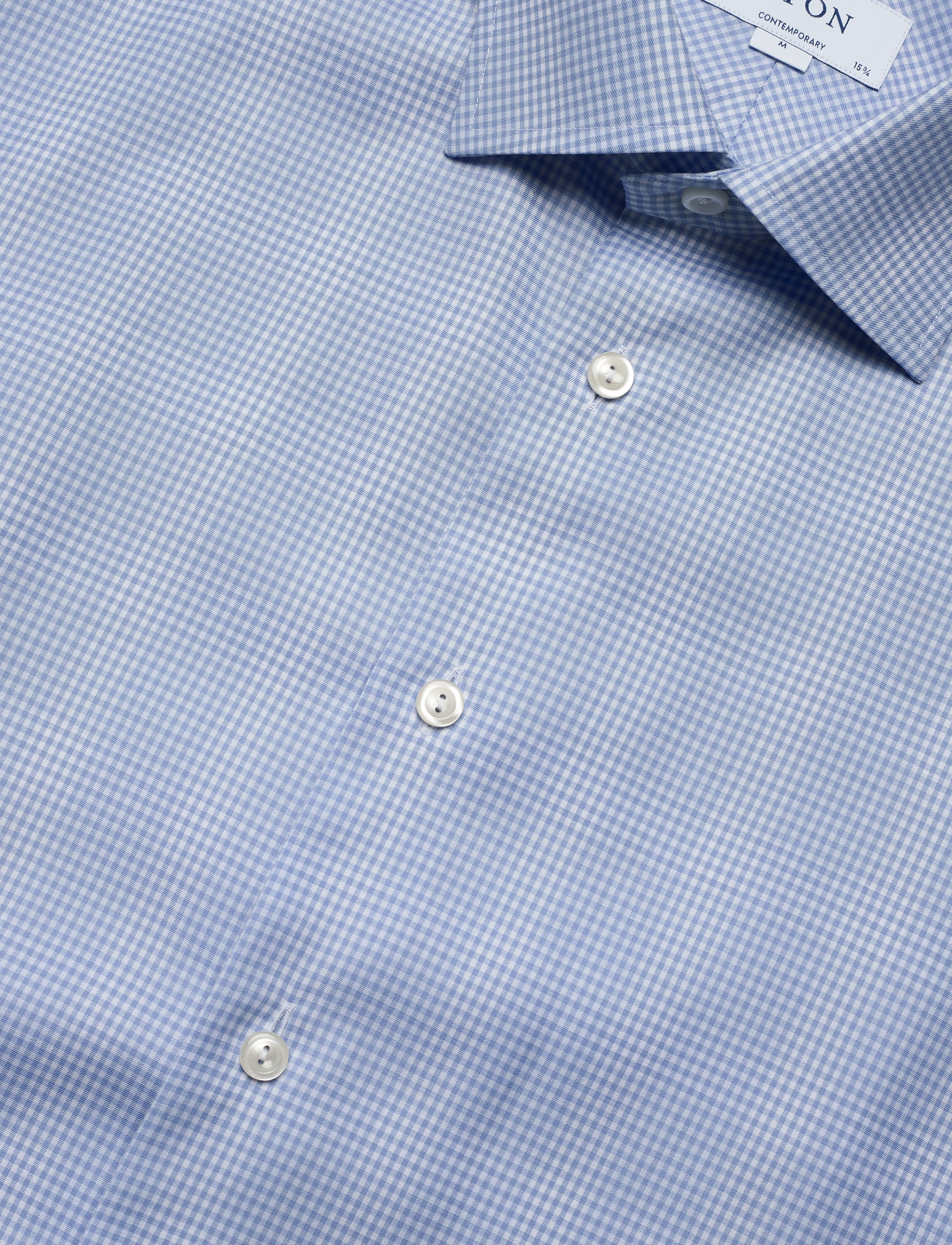 Eton - Gingham cotton-tencel shirt - blue - 3