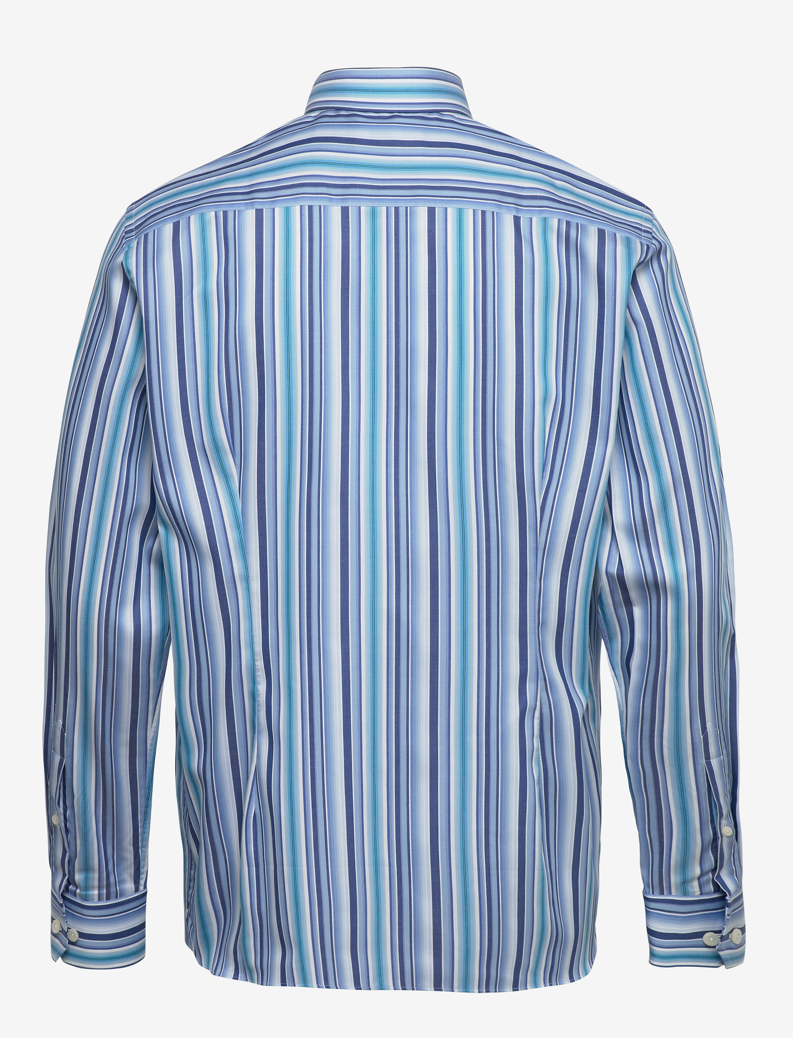 Eton - Blue twill shirt – geometric details - blue - 1