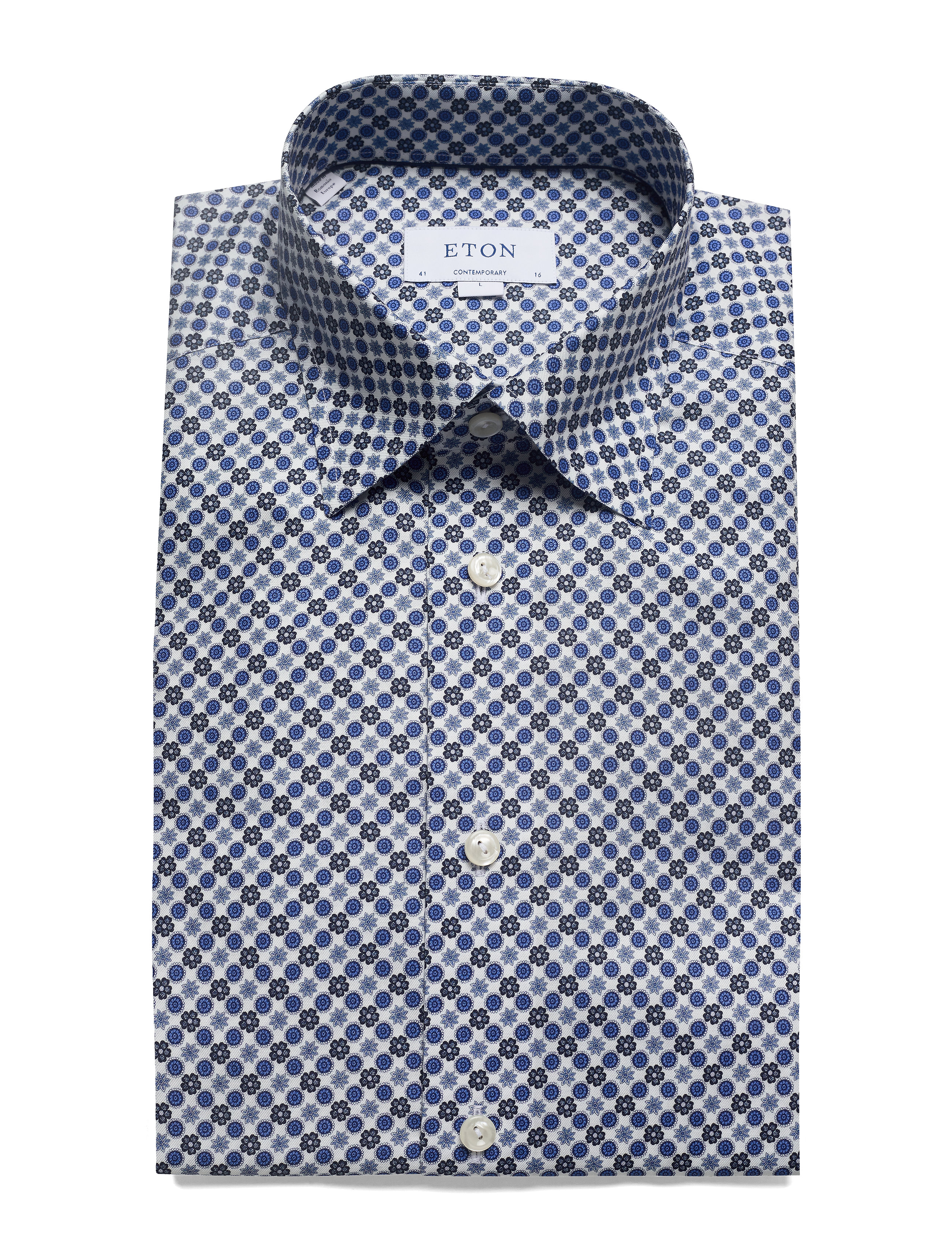 Eton - Midi medallion print shirt - Contemporary fit - blue - 4