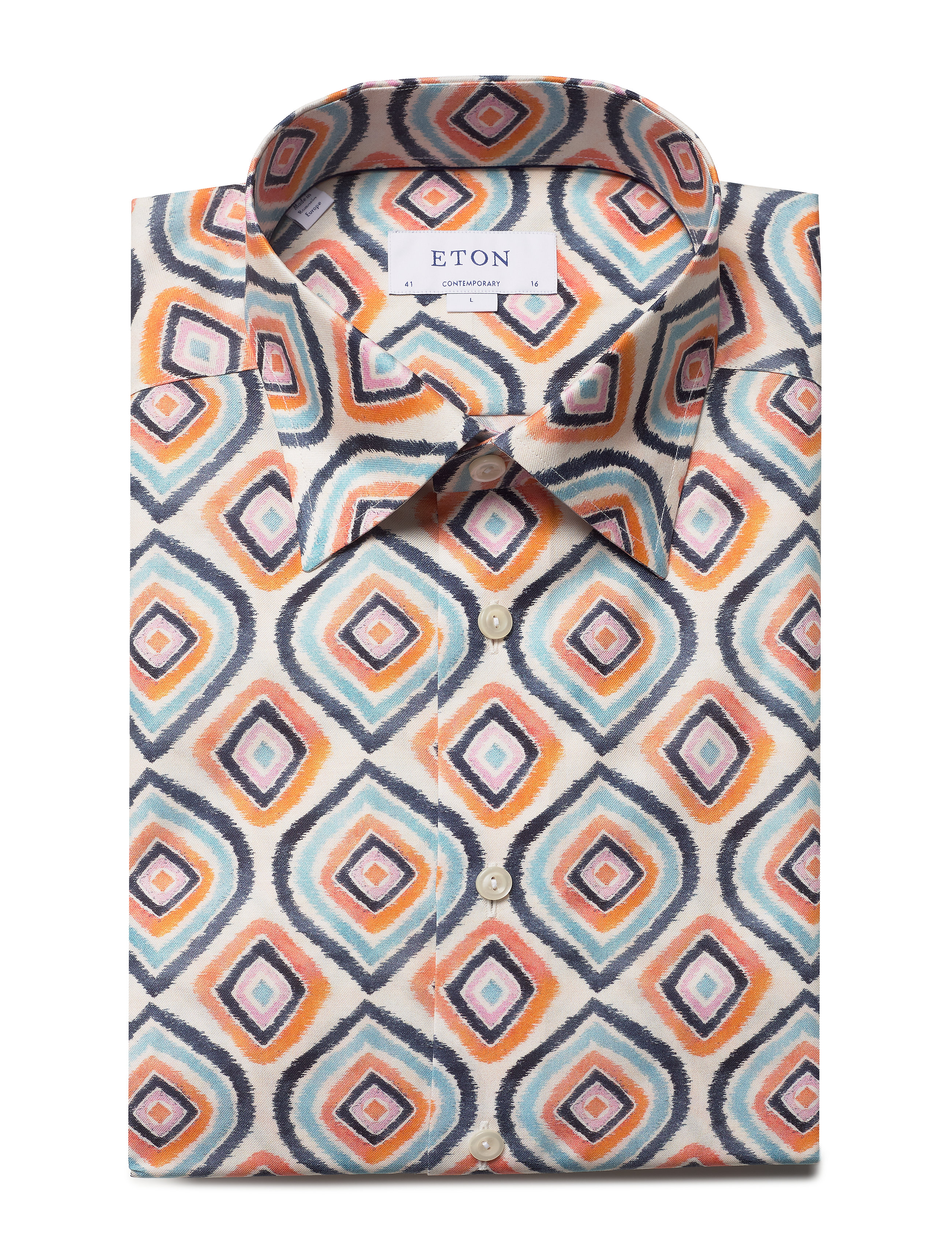 Eton - White flannel floral print shirt - white - 4