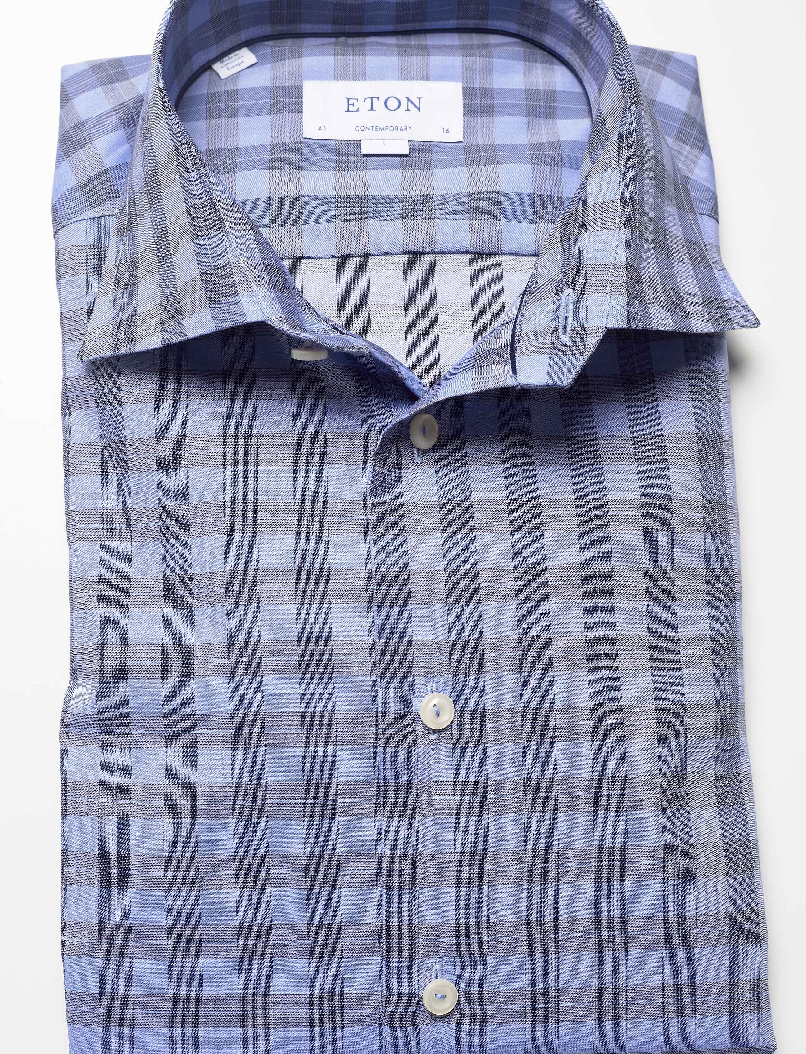Eton - Blue twill shirt - blue - 3