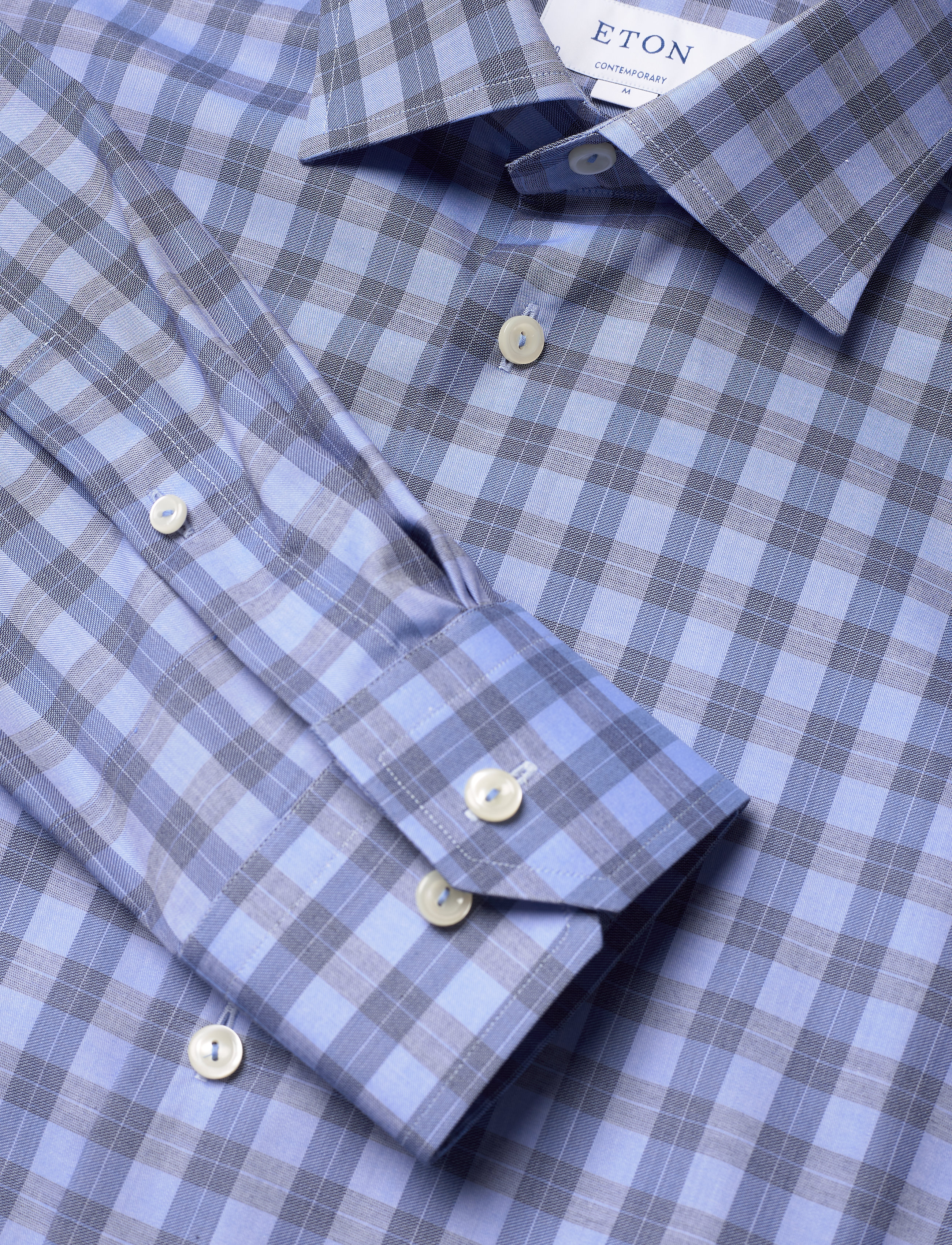Eton - Blue twill shirt - blue - 4