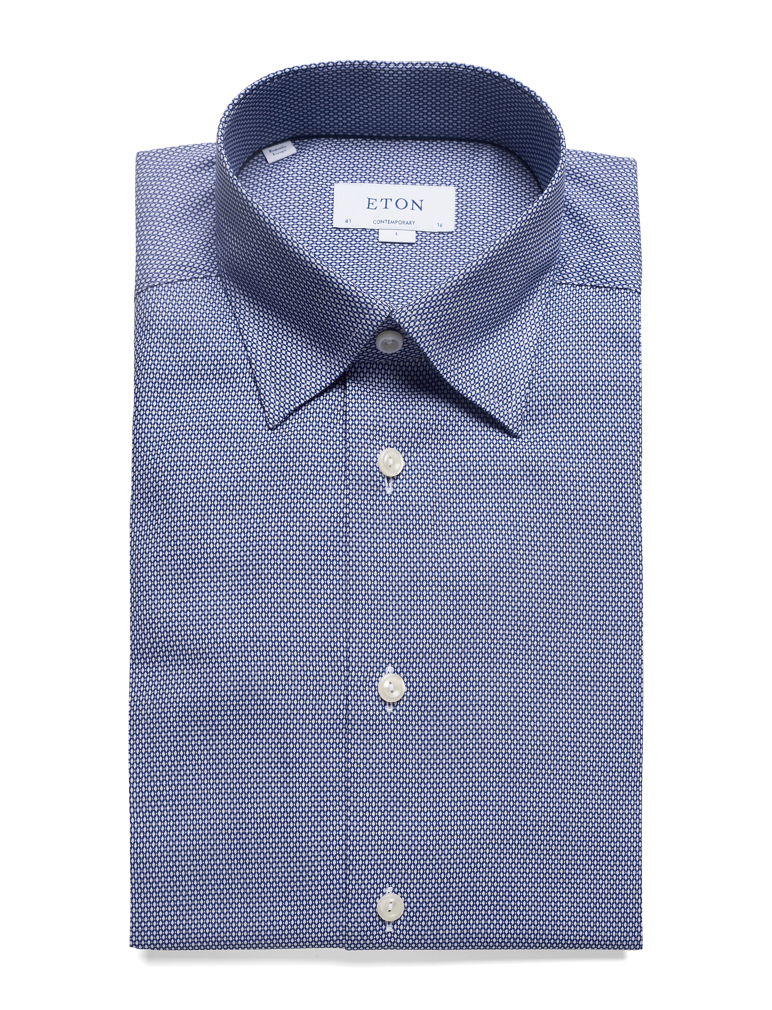 Eton - Light blue Eton dobby shirt - blue - 4