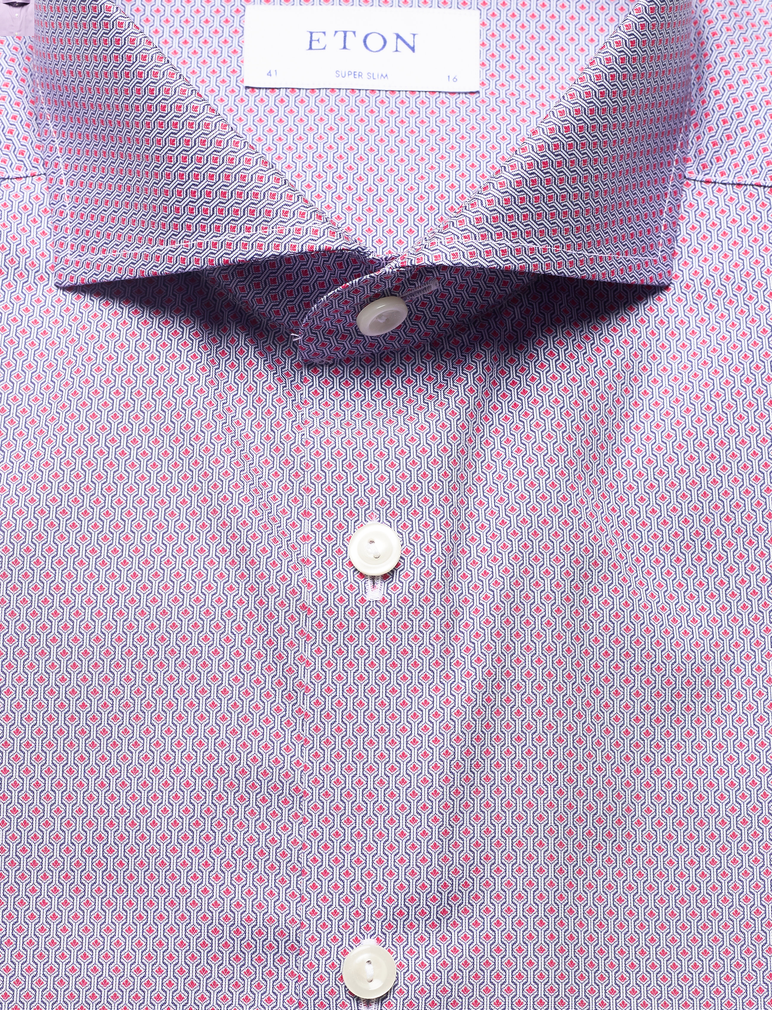 Eton - Superslim fit Pink/Red Poplin shirt - pink/red - 2