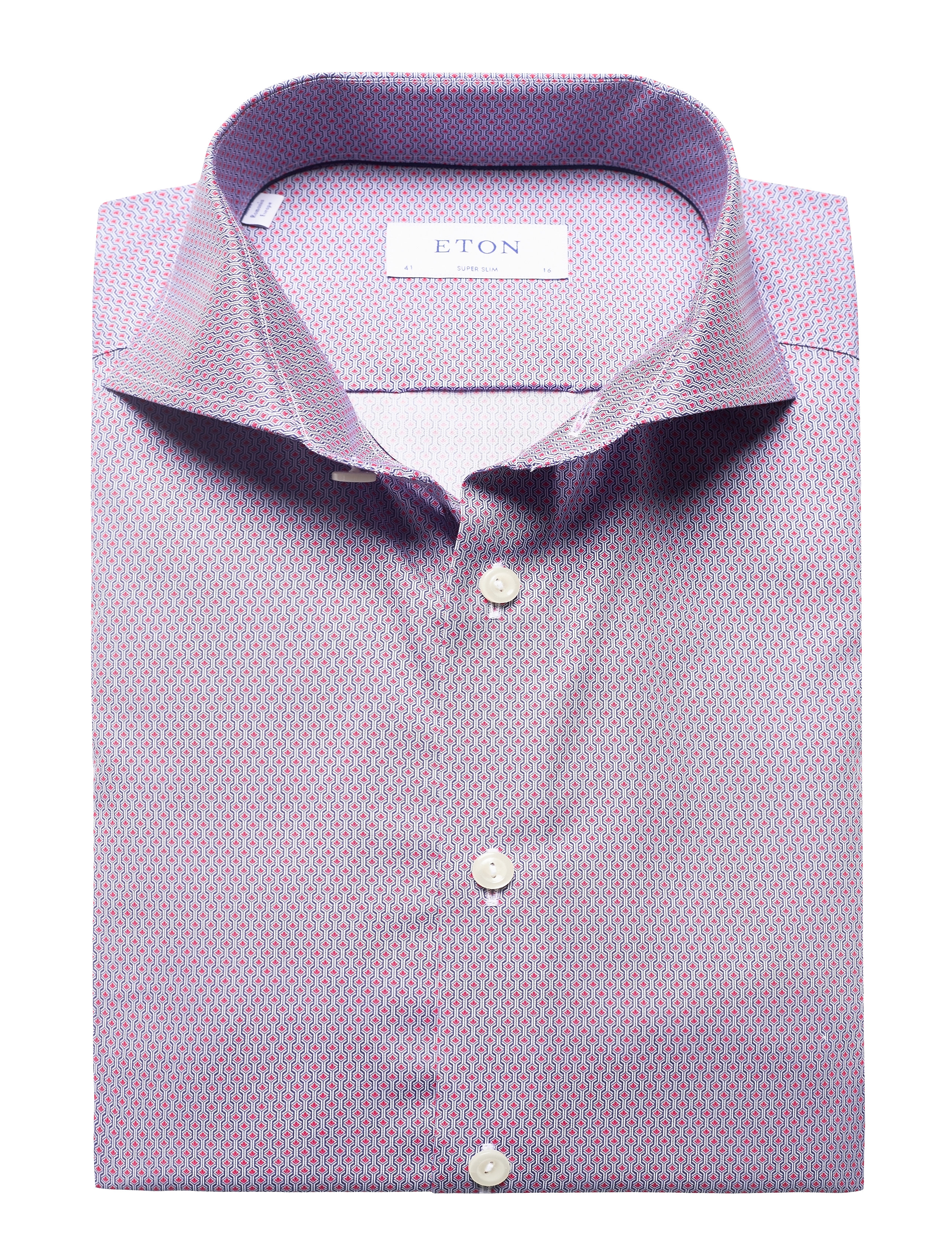 Eton - Superslim fit Pink/Red Poplin shirt - pink/red - 4
