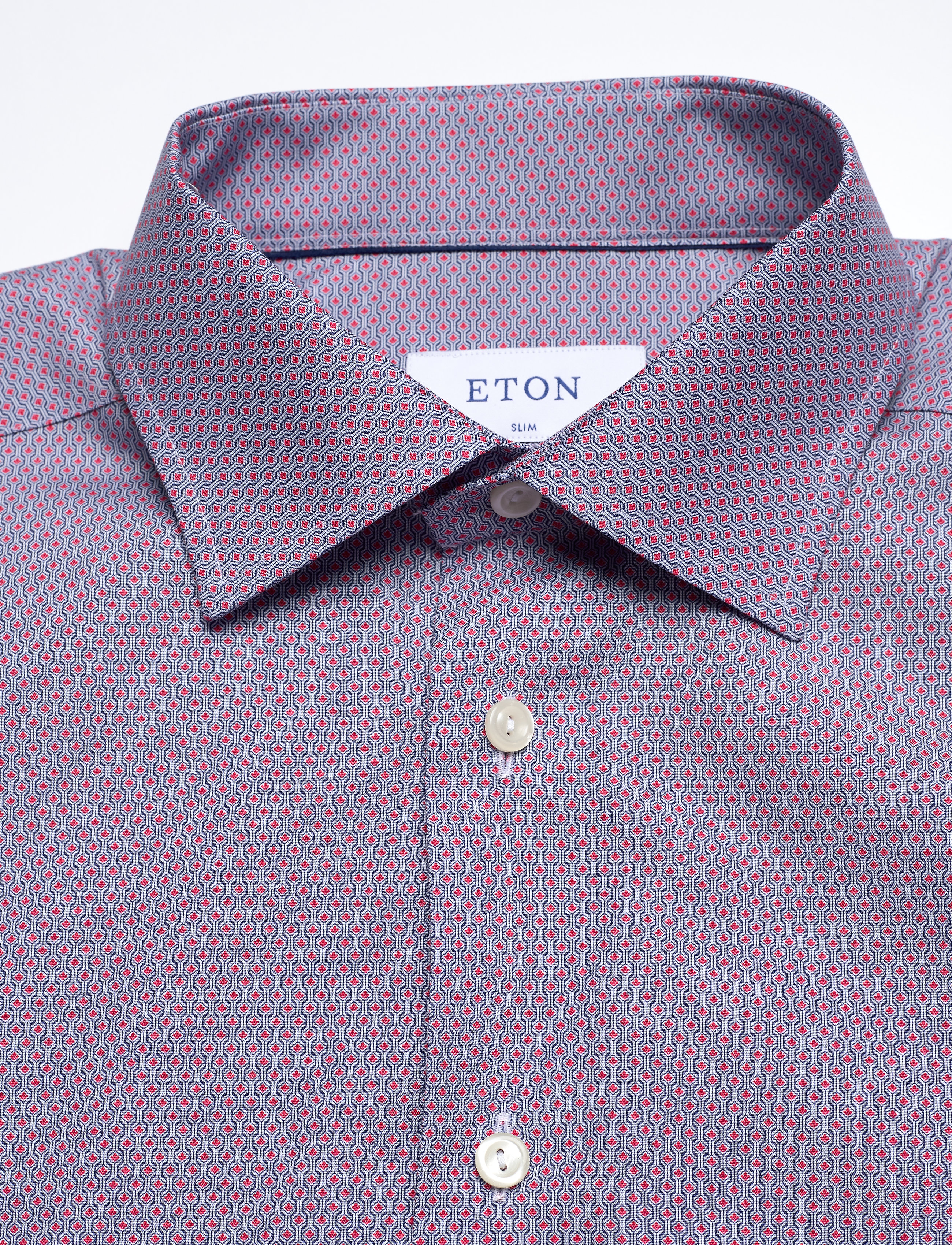 Eton - Slim fit Pink/Red Poplin shirt - pink/red - 2