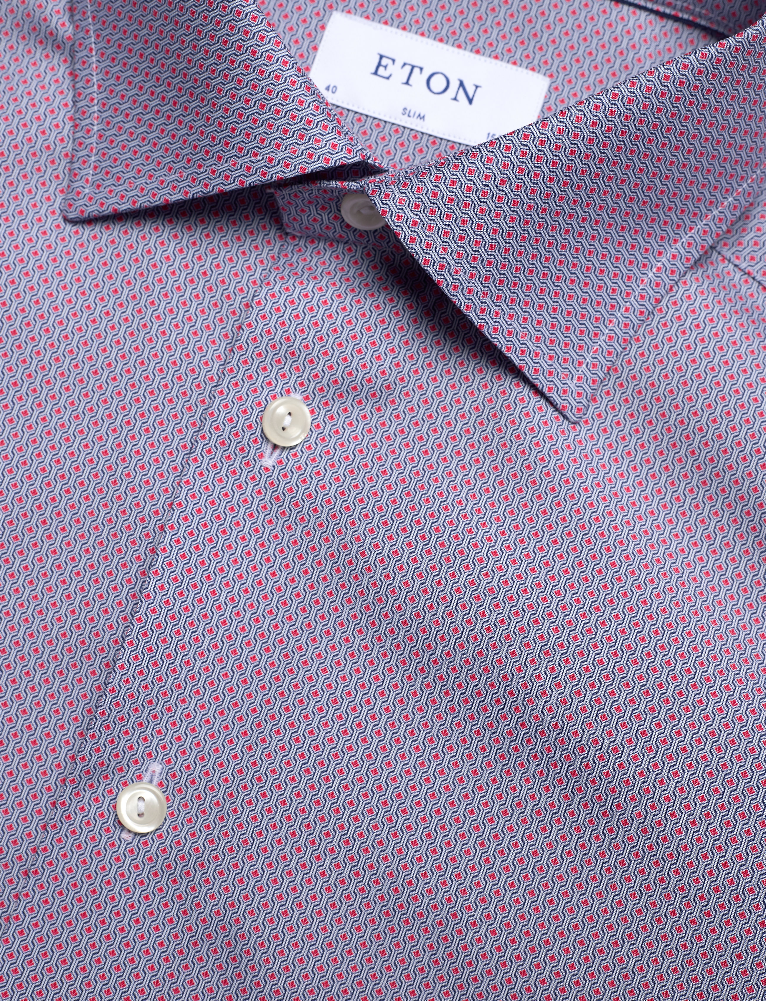 Eton - Slim fit Pink/Red Poplin shirt - pink/red - 3