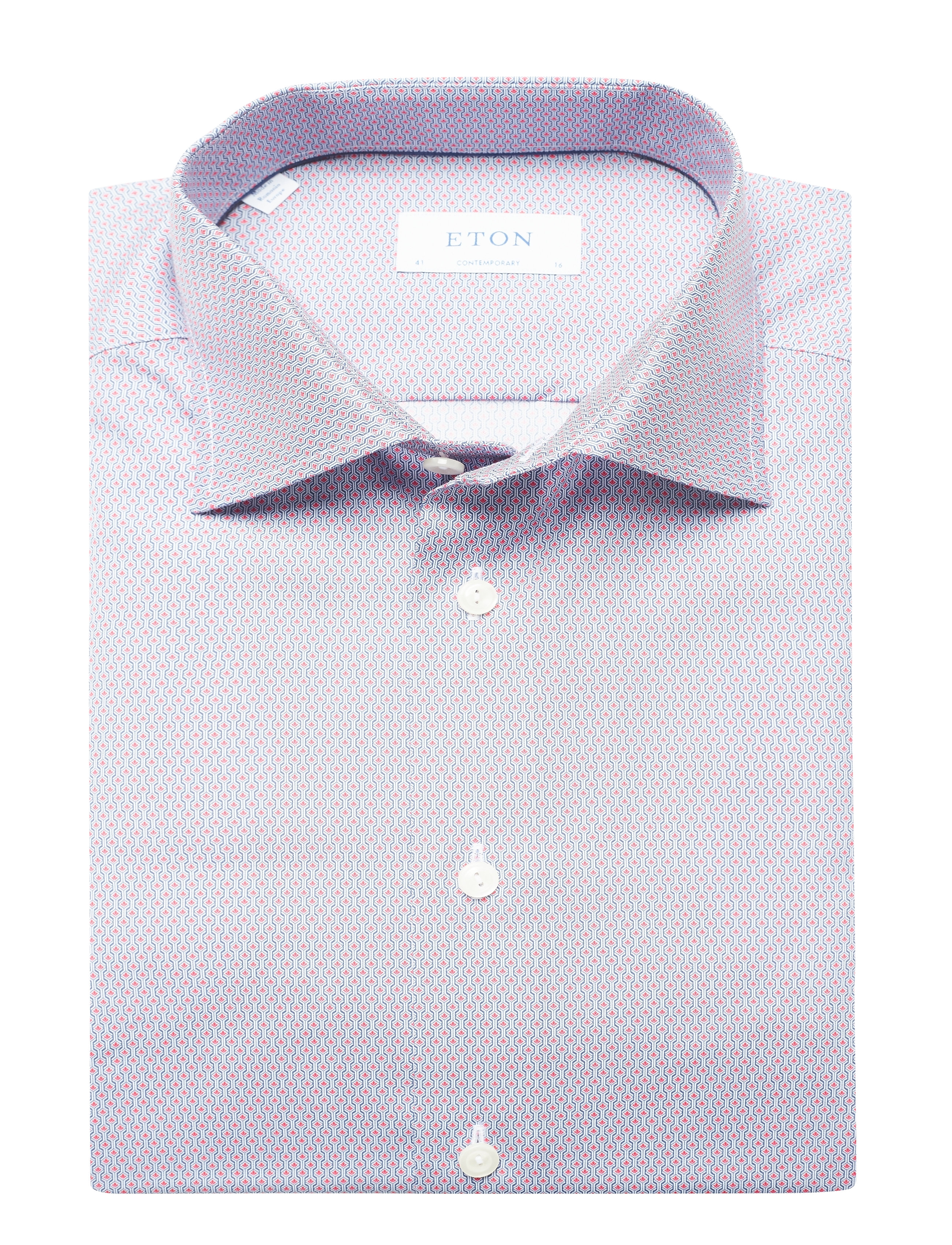 Eton - Contemporary fit Pink/Red Poplin shirt - pink/red - 4