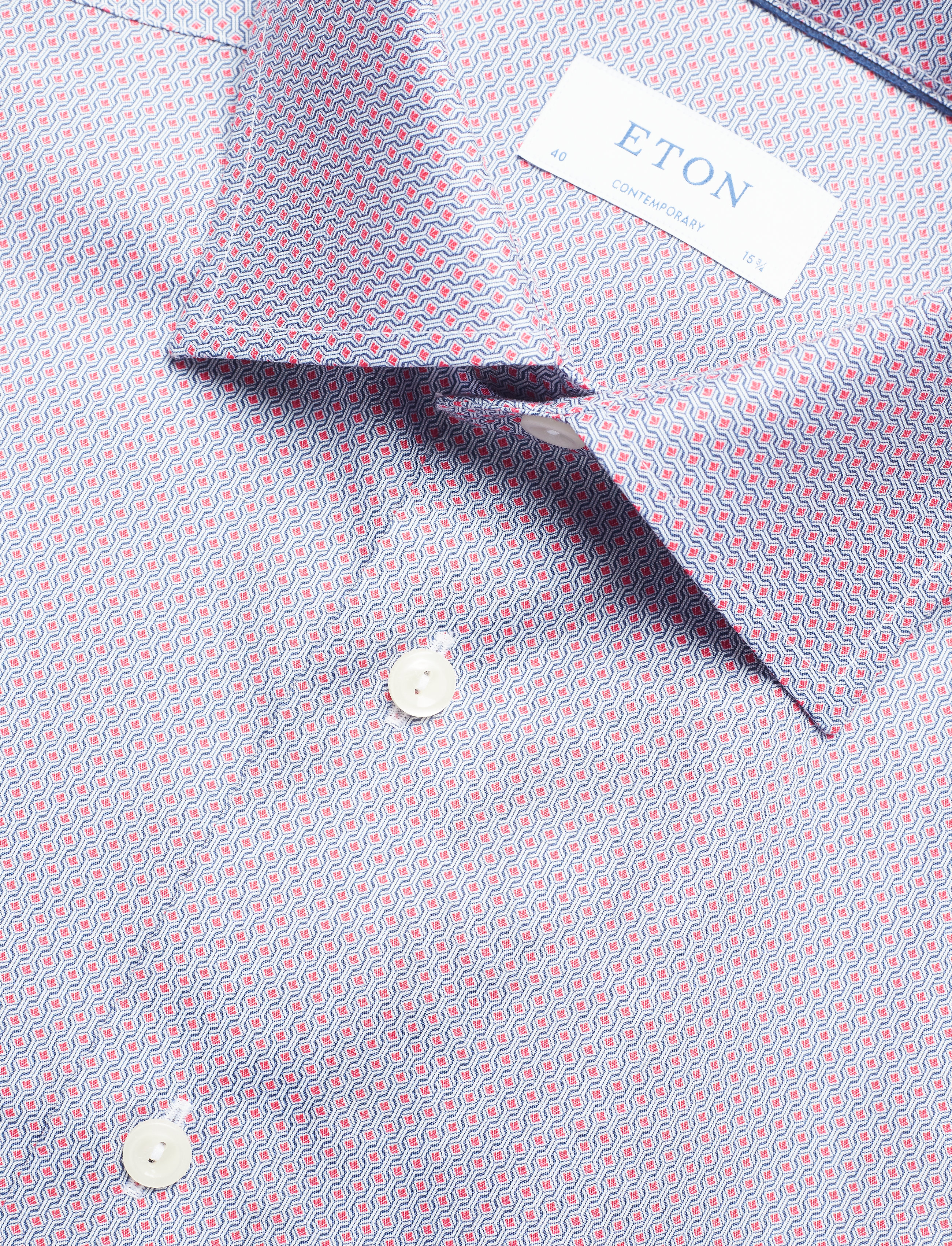 Eton - Contemporary fit Pink/Red Poplin shirt - pink/red - 3
