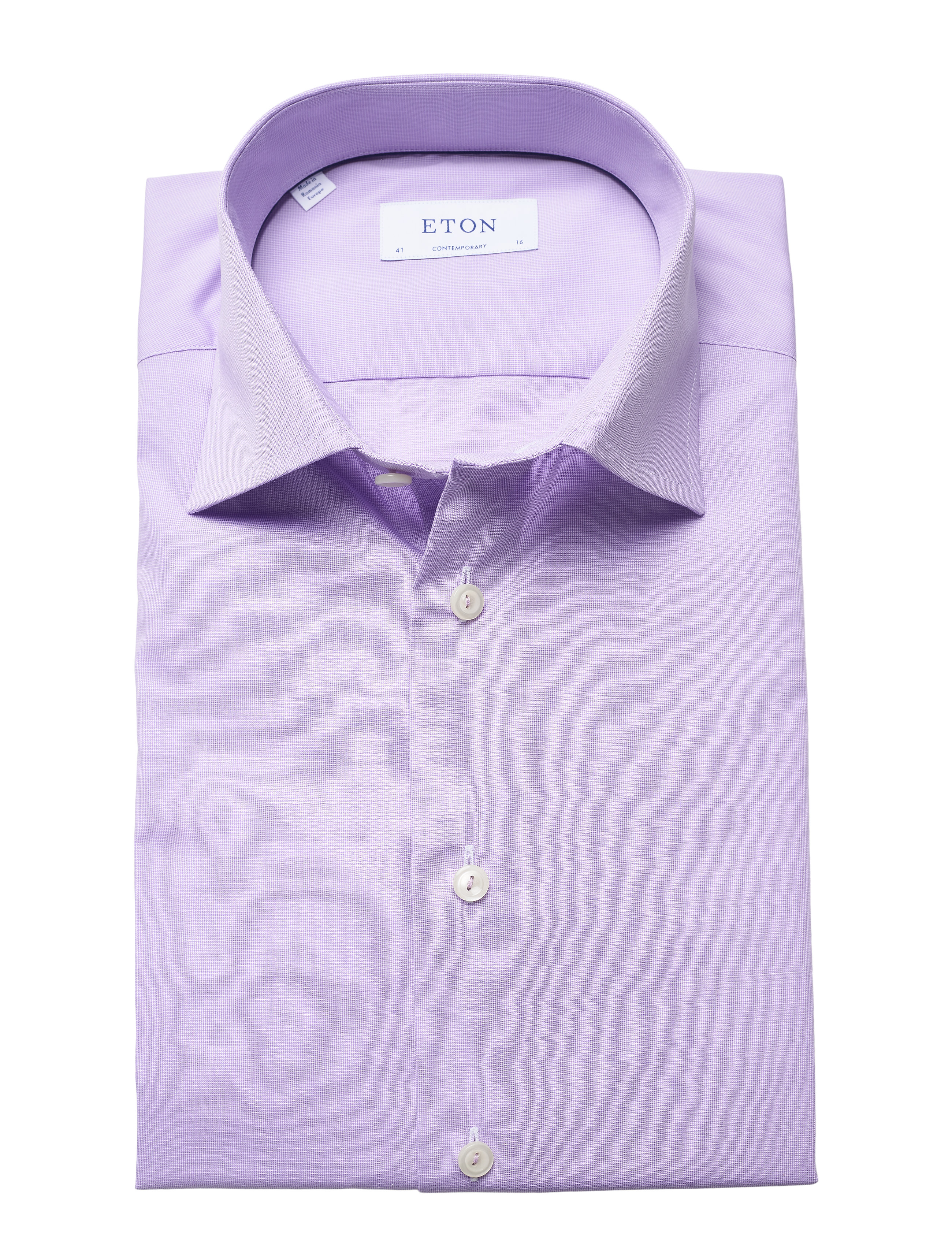 Eton - Contemporary fit Purple Poplin shirt - purple - 4