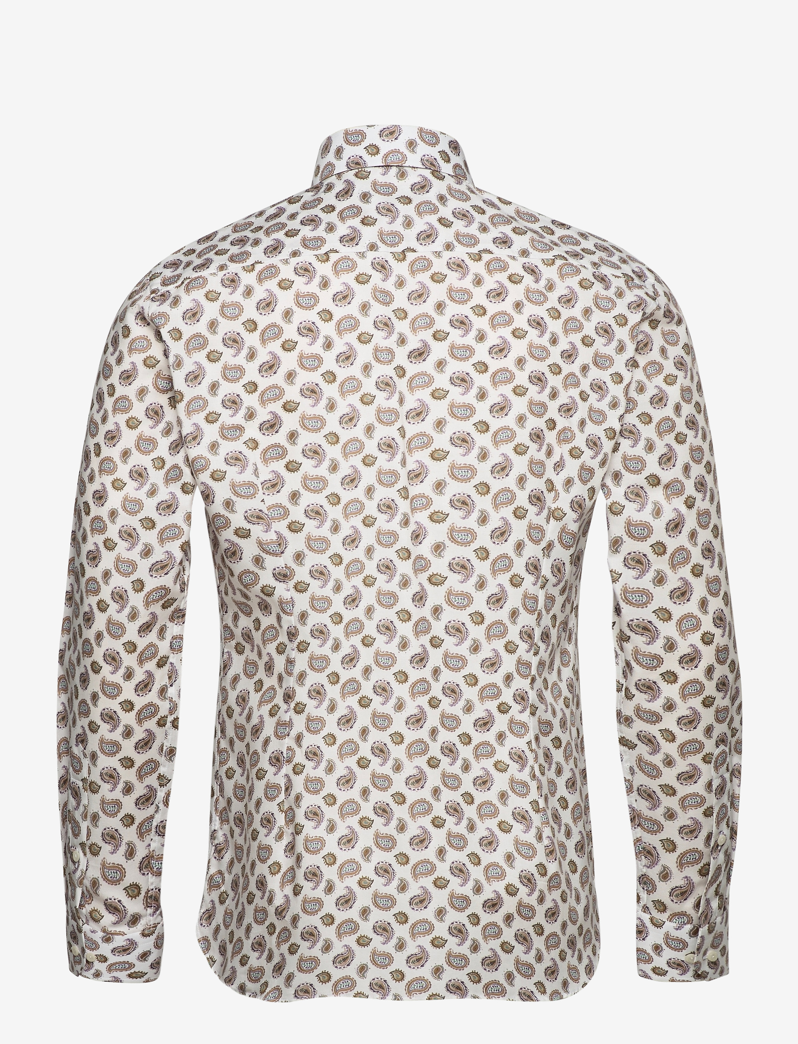 Eton - Slim fit Offwhite/Brown Signature Twill shirt - offwhite/brown - 1