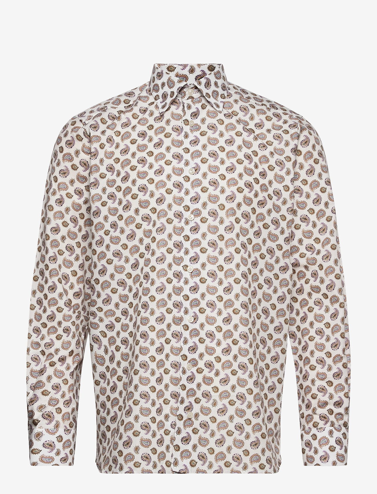 Eton - Contemporary fit Offwhite/Brown Signature Twill shirt - offwhite/brown - 0