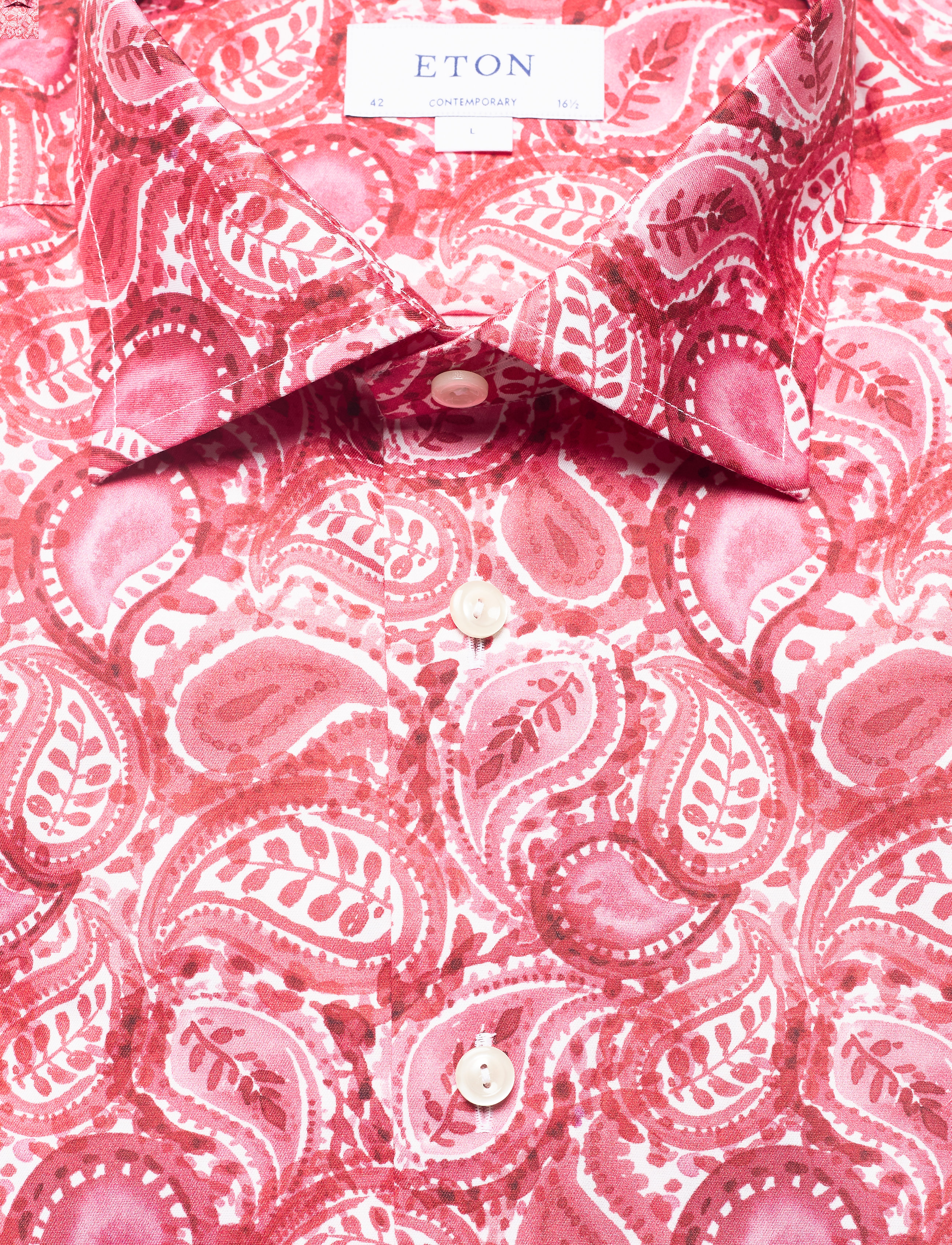Eton - Contemporary fit Pink/Red Signature Twill shirt - pink/red - 2