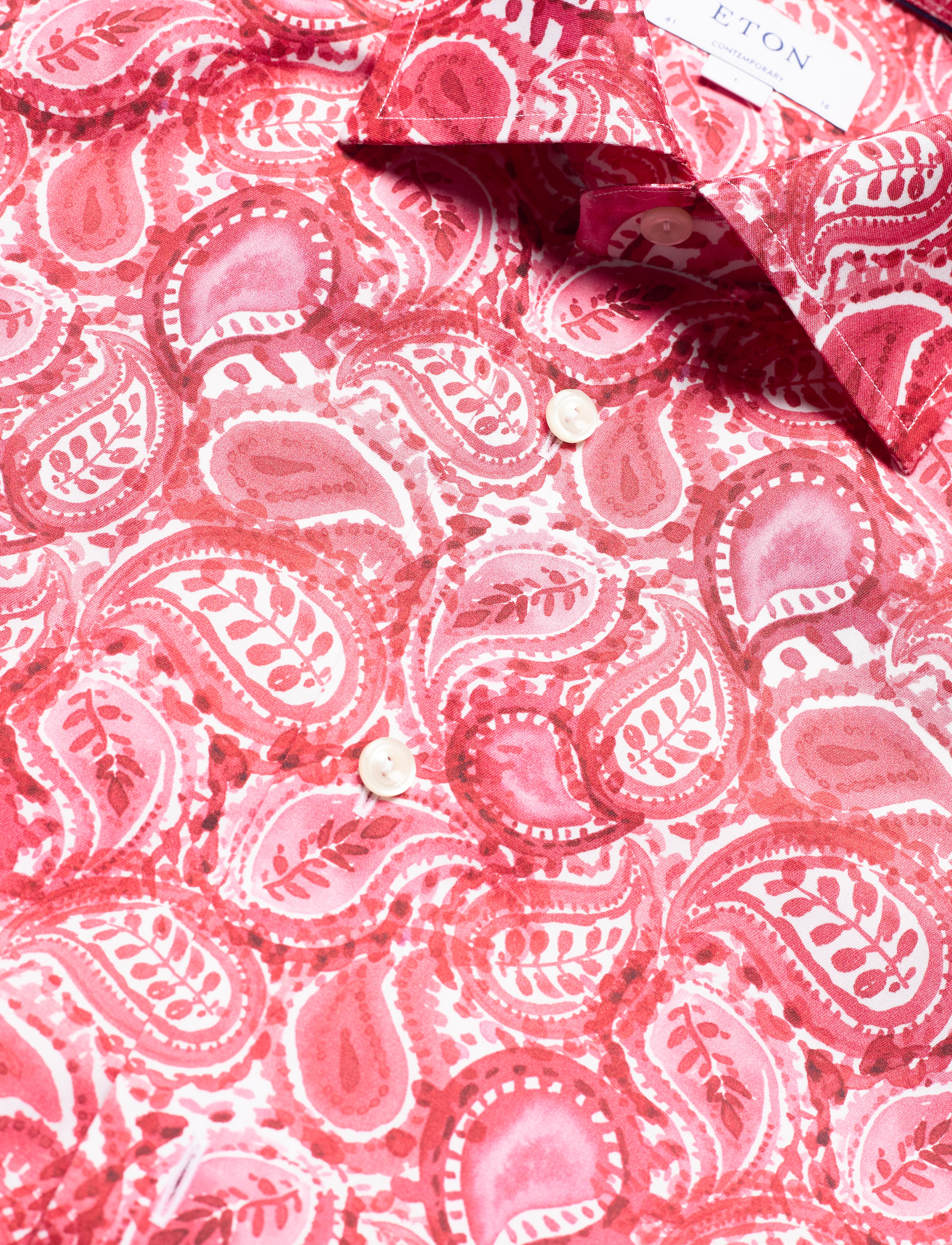 Eton - Contemporary fit Pink/Red Signature Twill shirt - pink/red - 3
