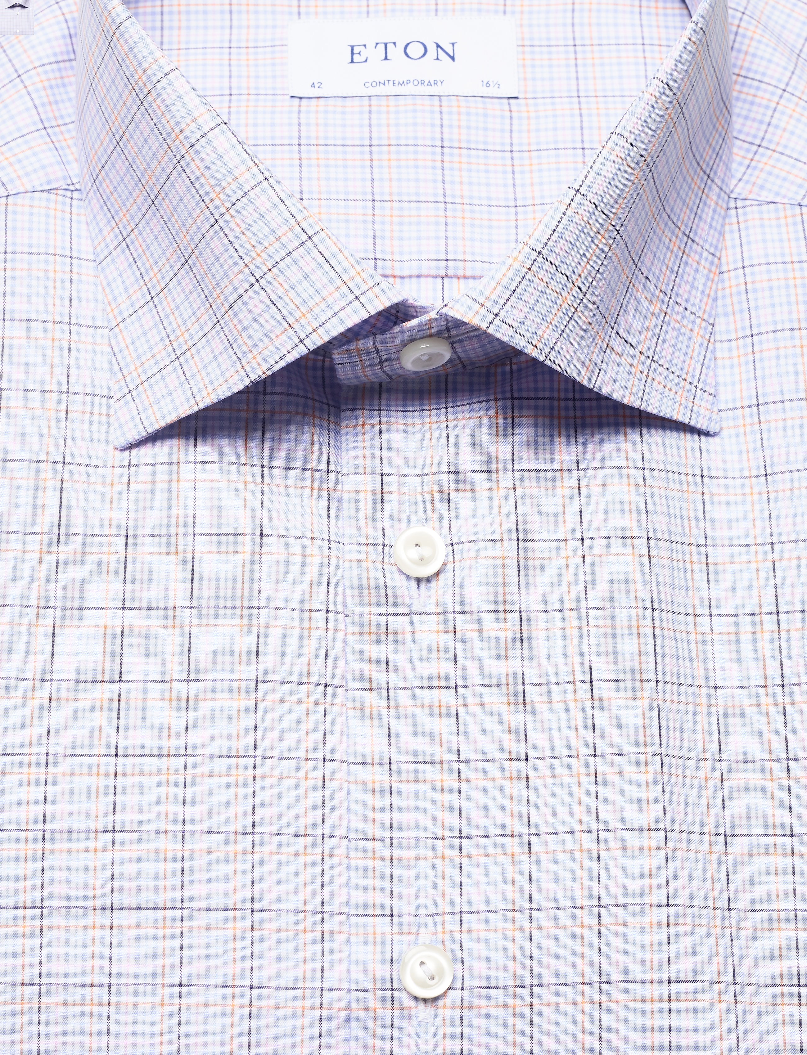 Eton - Contemporary fit Yellow/Orange Lightweight Twill shirt - yellow/orange - 2