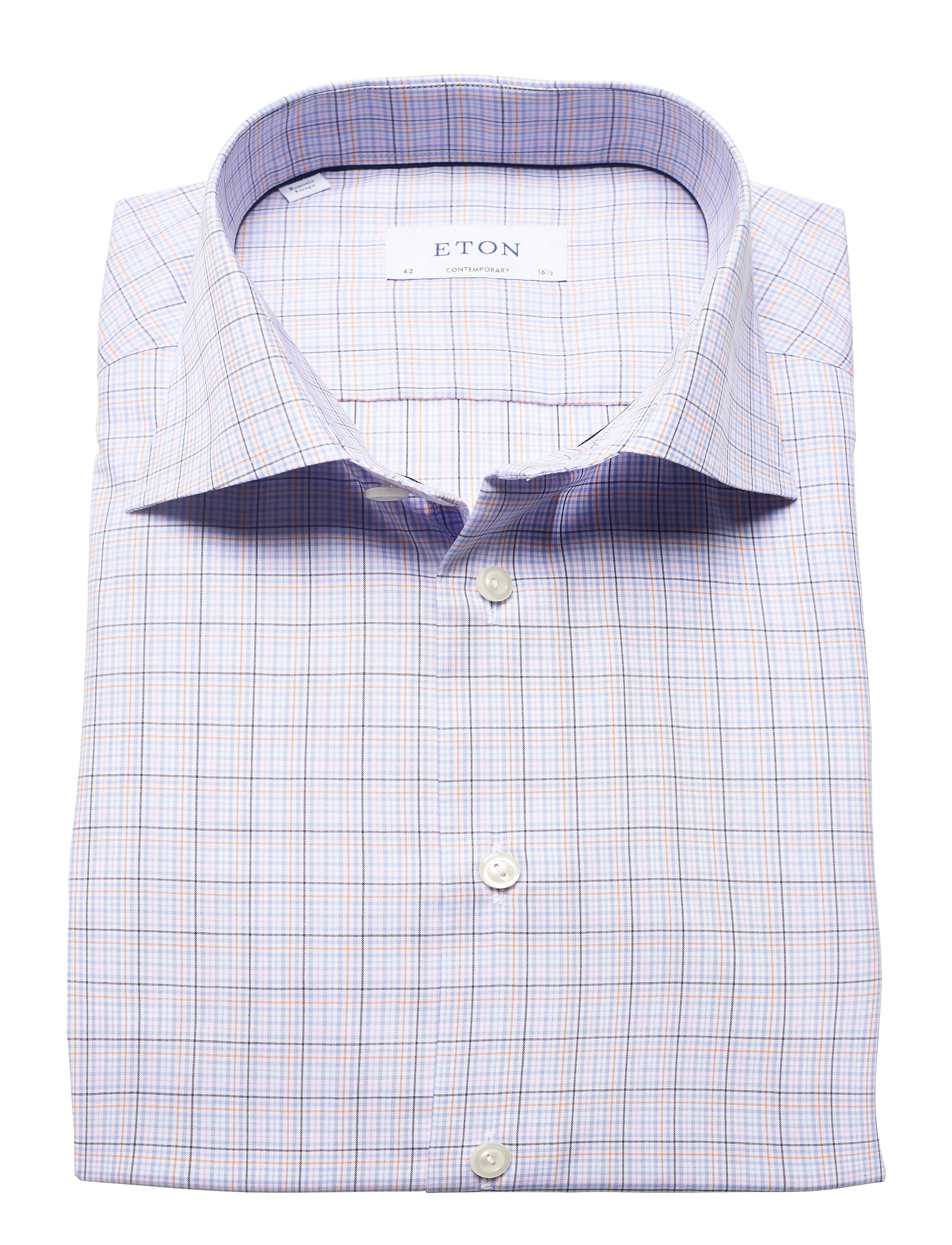 Eton - Contemporary fit Yellow/Orange Lightweight Twill shirt - yellow/orange - 4