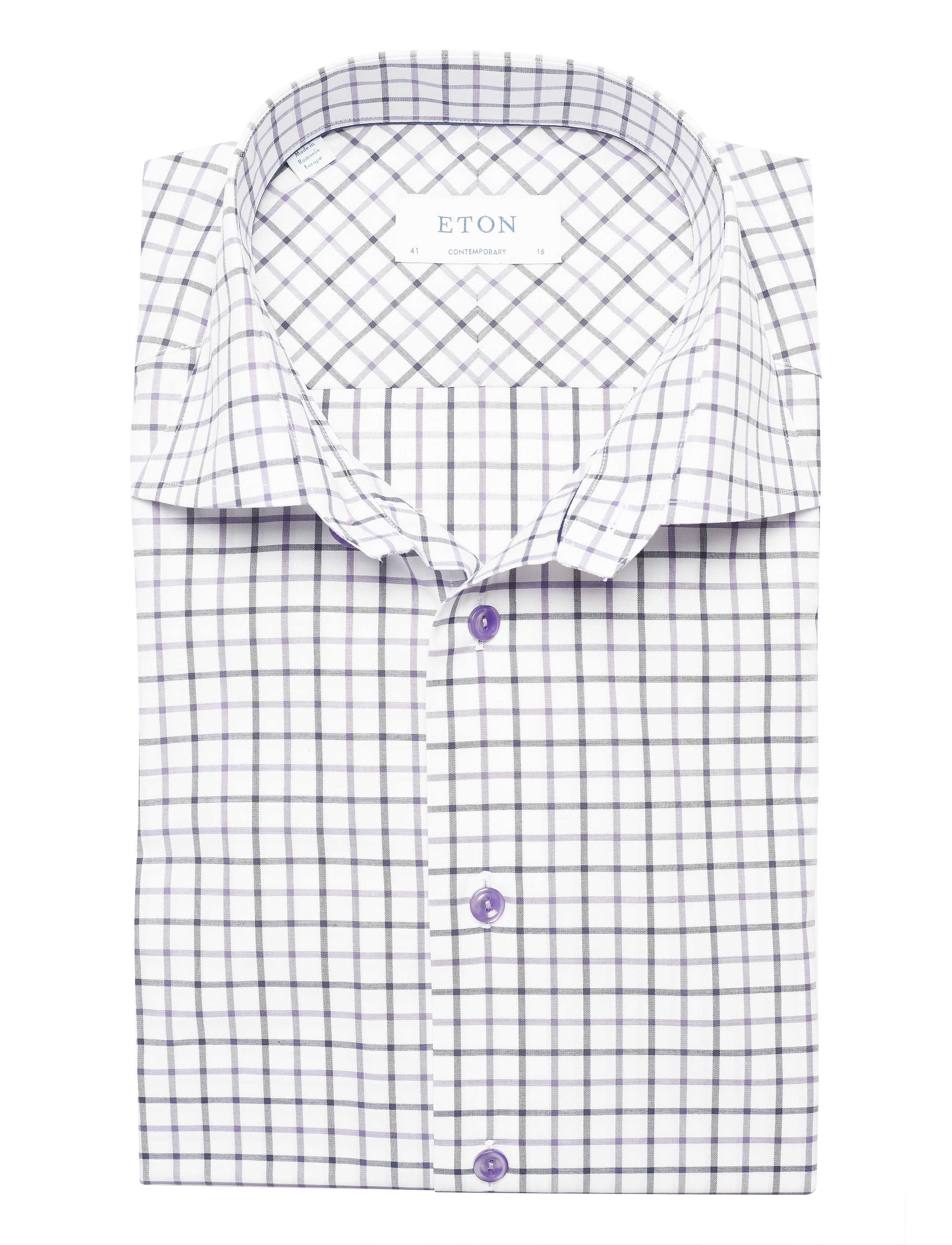 Eton - Contemporary fit Purple Lightweight Twill shirt - purple - 4