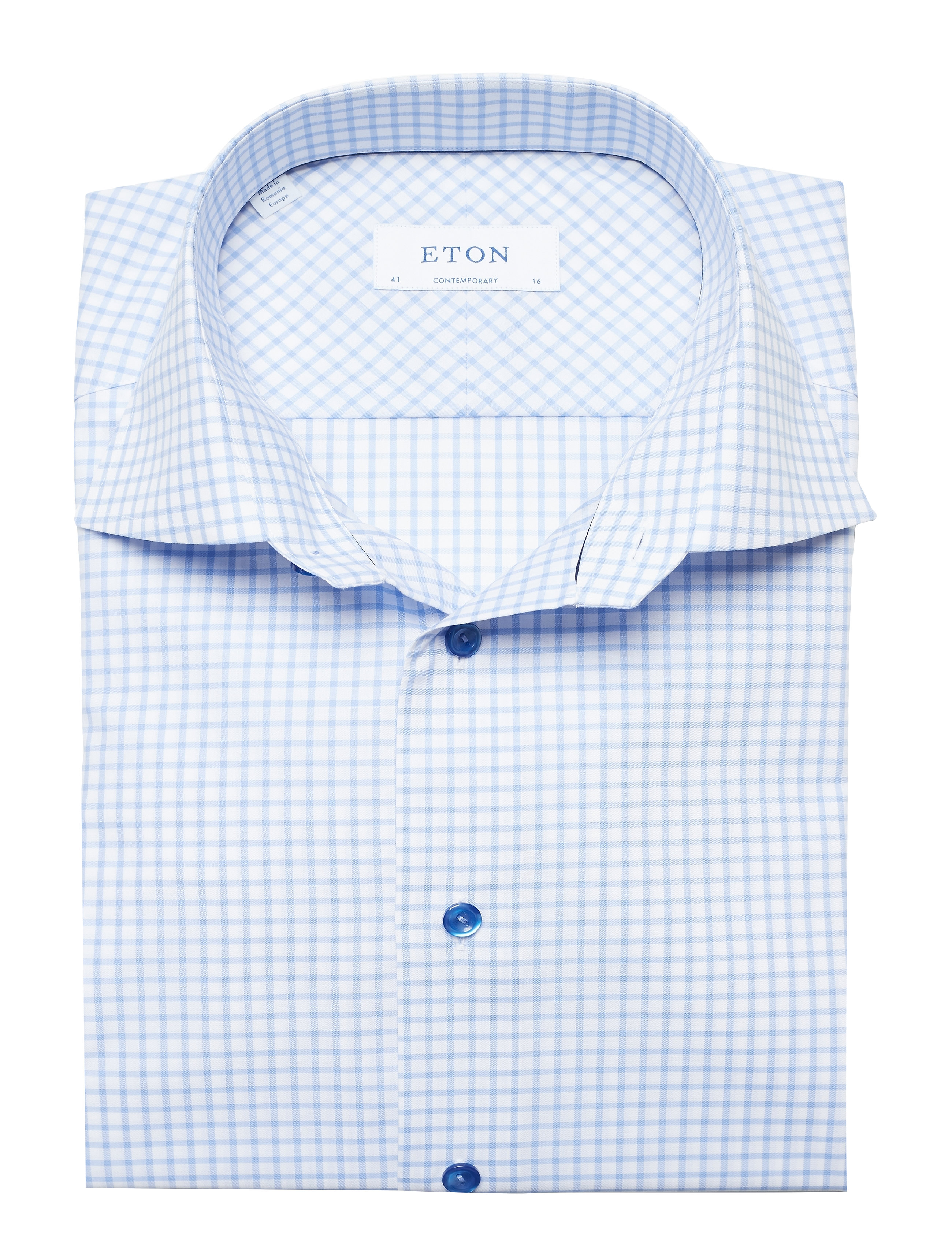 Eton - Contemporary fit Pink/Red Lightweight Twill shirt - blue - 4