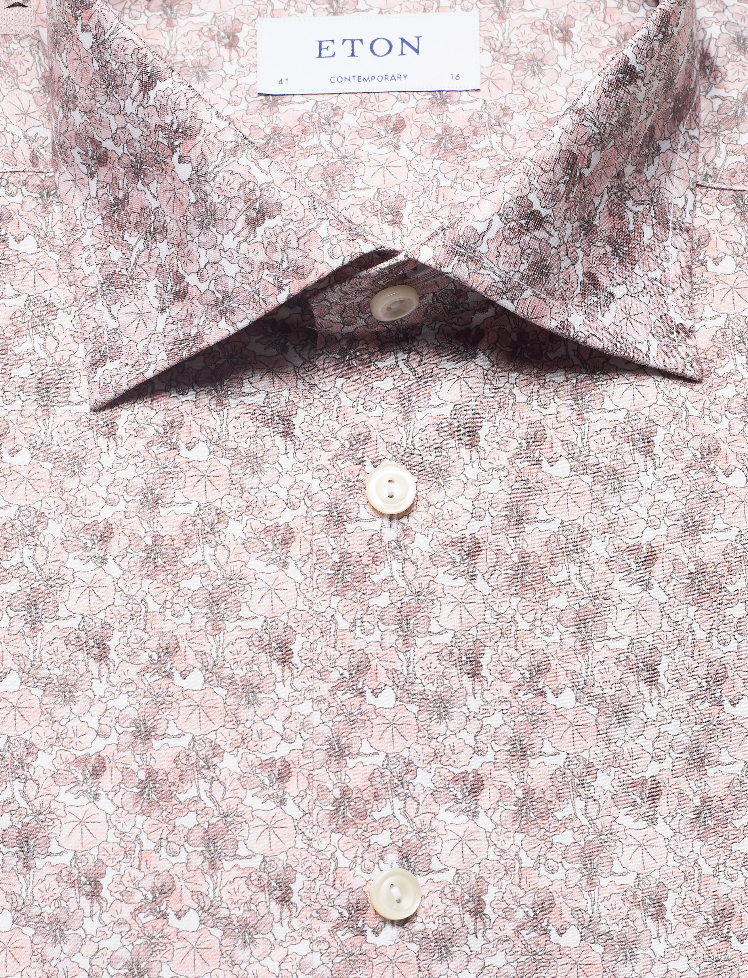 Eton - Contemporary fit Yellow/Orange Signature Twill shirt - offwhite/brown - 2