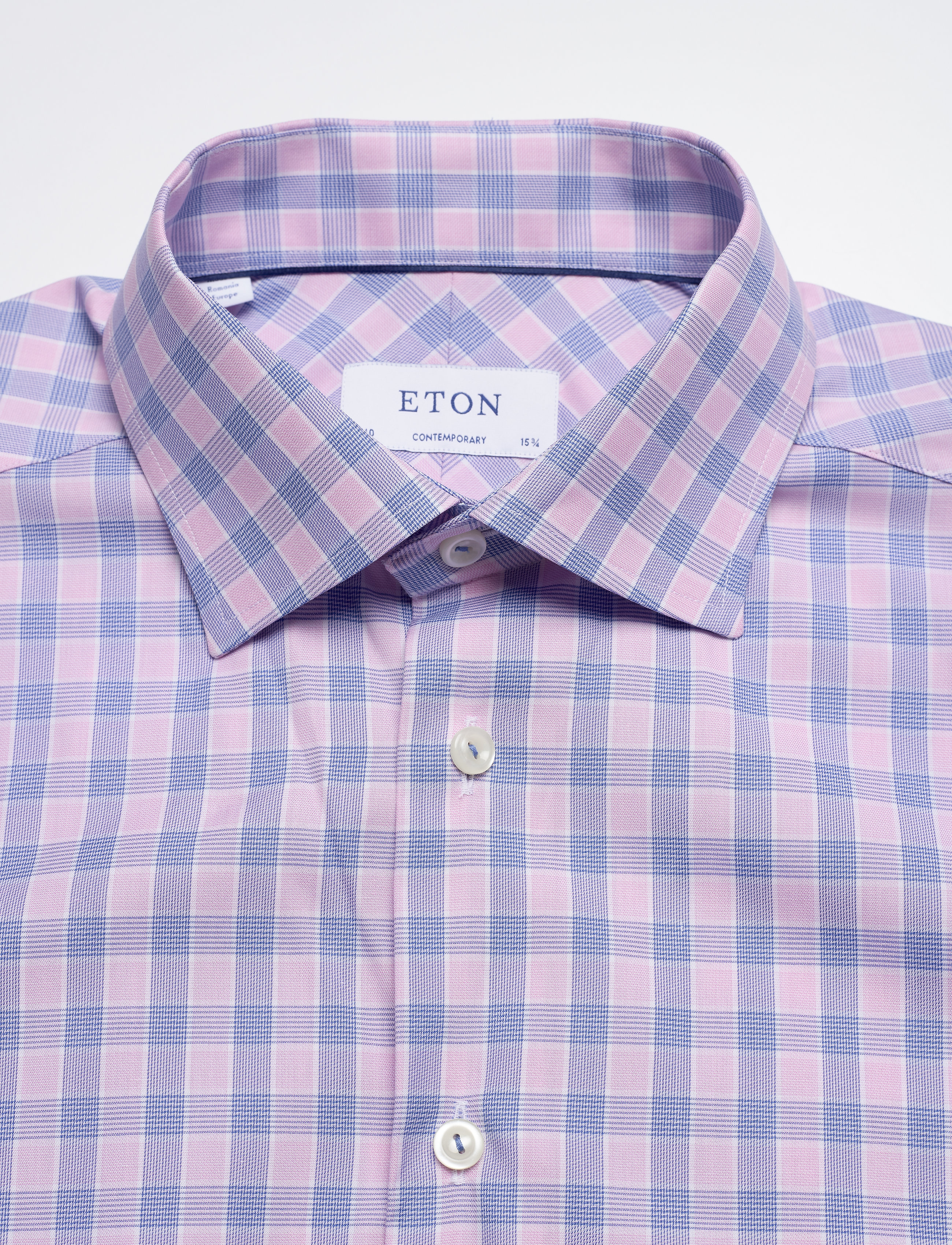 Eton - Contemporary fit Offwhite/Brown Signature Twill shirt - pink/red - 2
