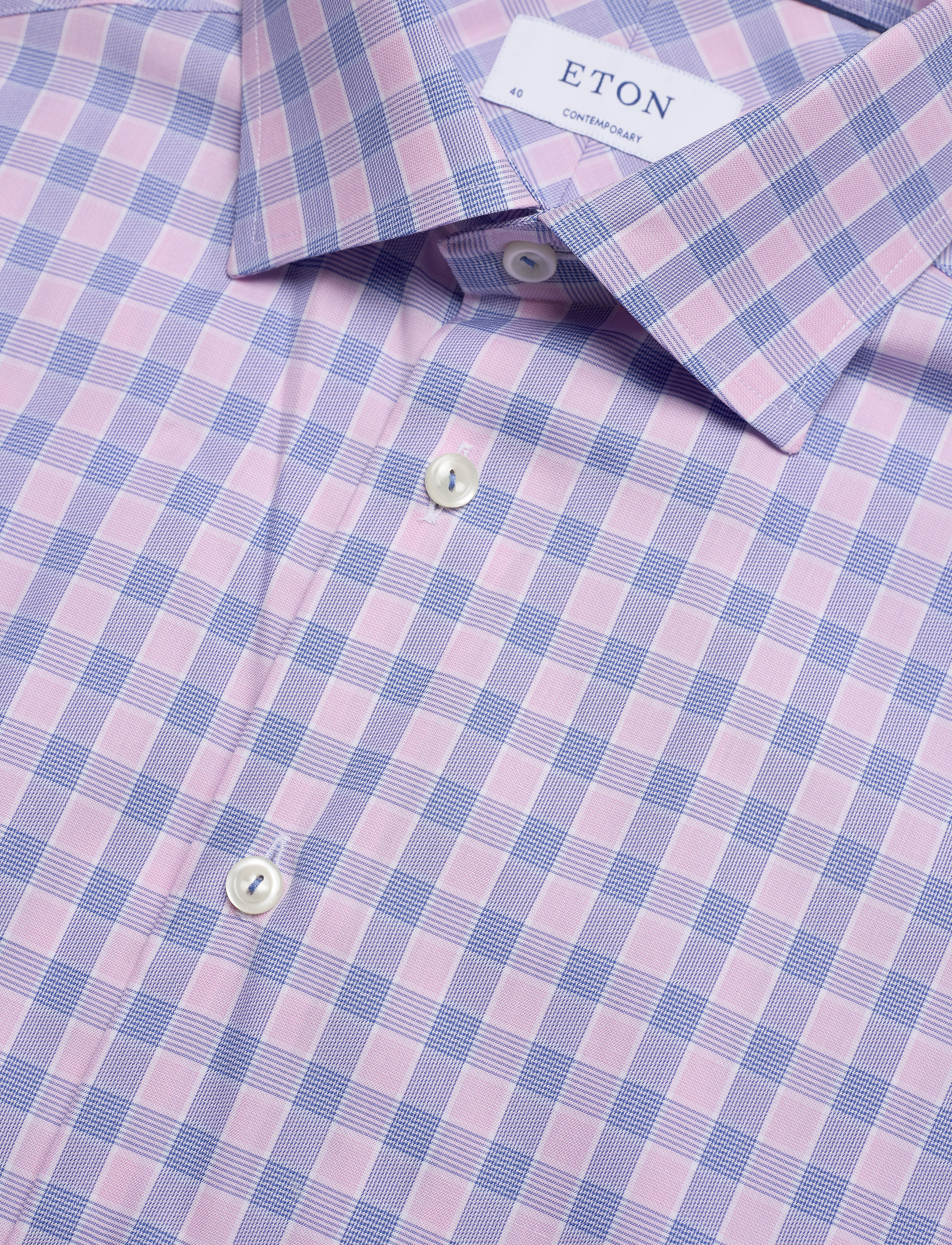 Eton - Contemporary fit Offwhite/Brown Signature Twill shirt - pink/red - 3