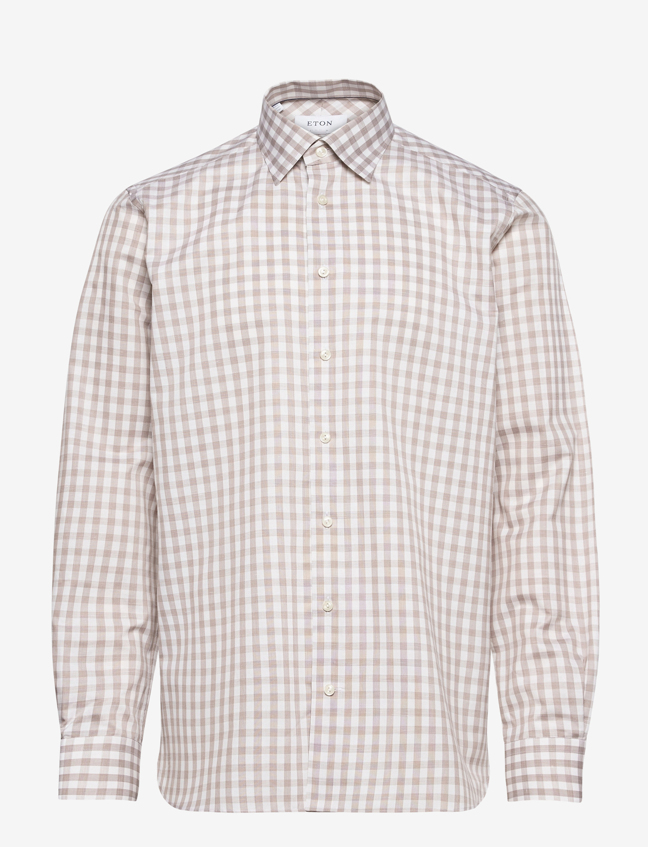 Eton - Contemporary fit Offwhite/Brown Texture Twill shirt - offwhite/brown - 0