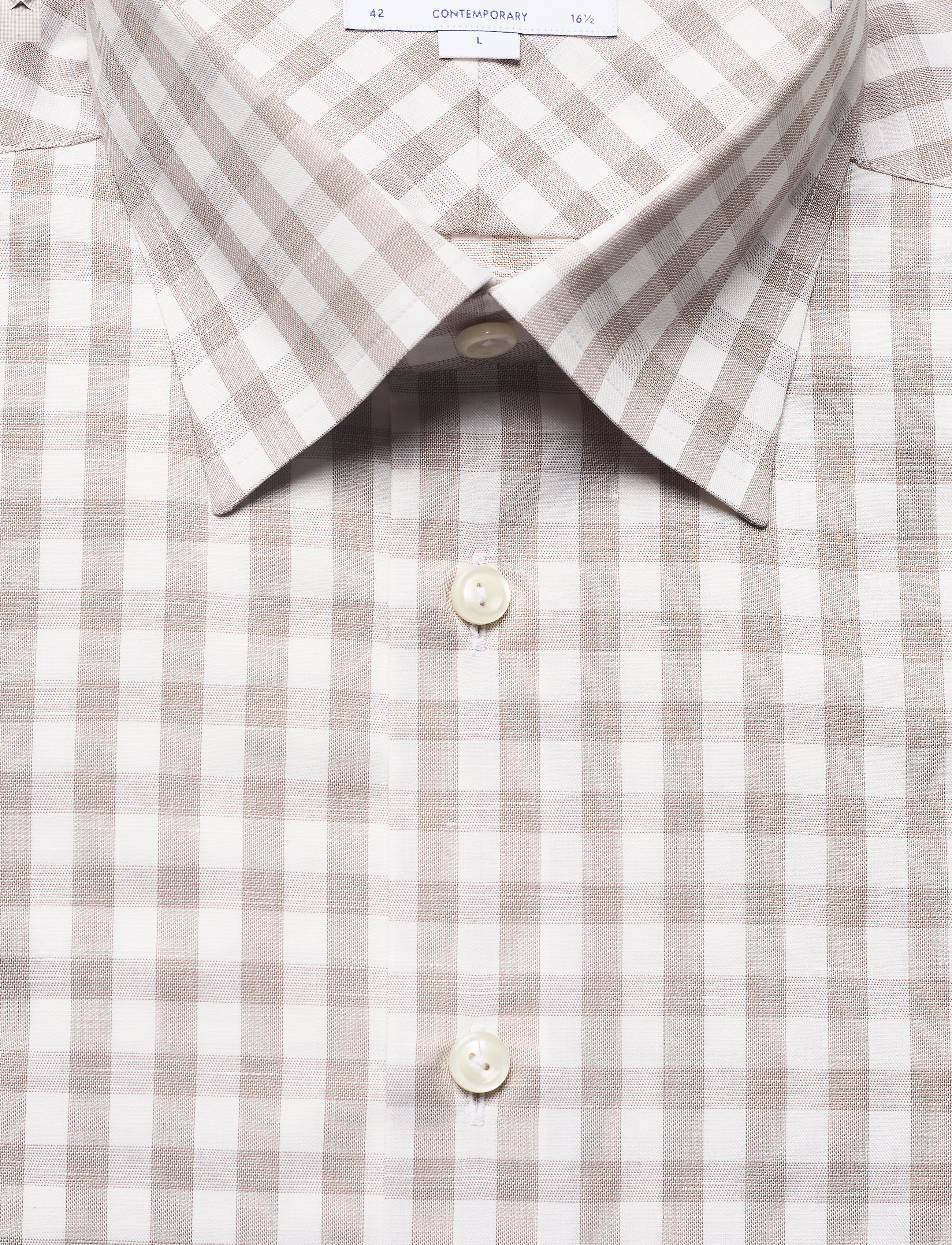 Eton - Contemporary fit Offwhite/Brown Texture Twill shirt - offwhite/brown - 2