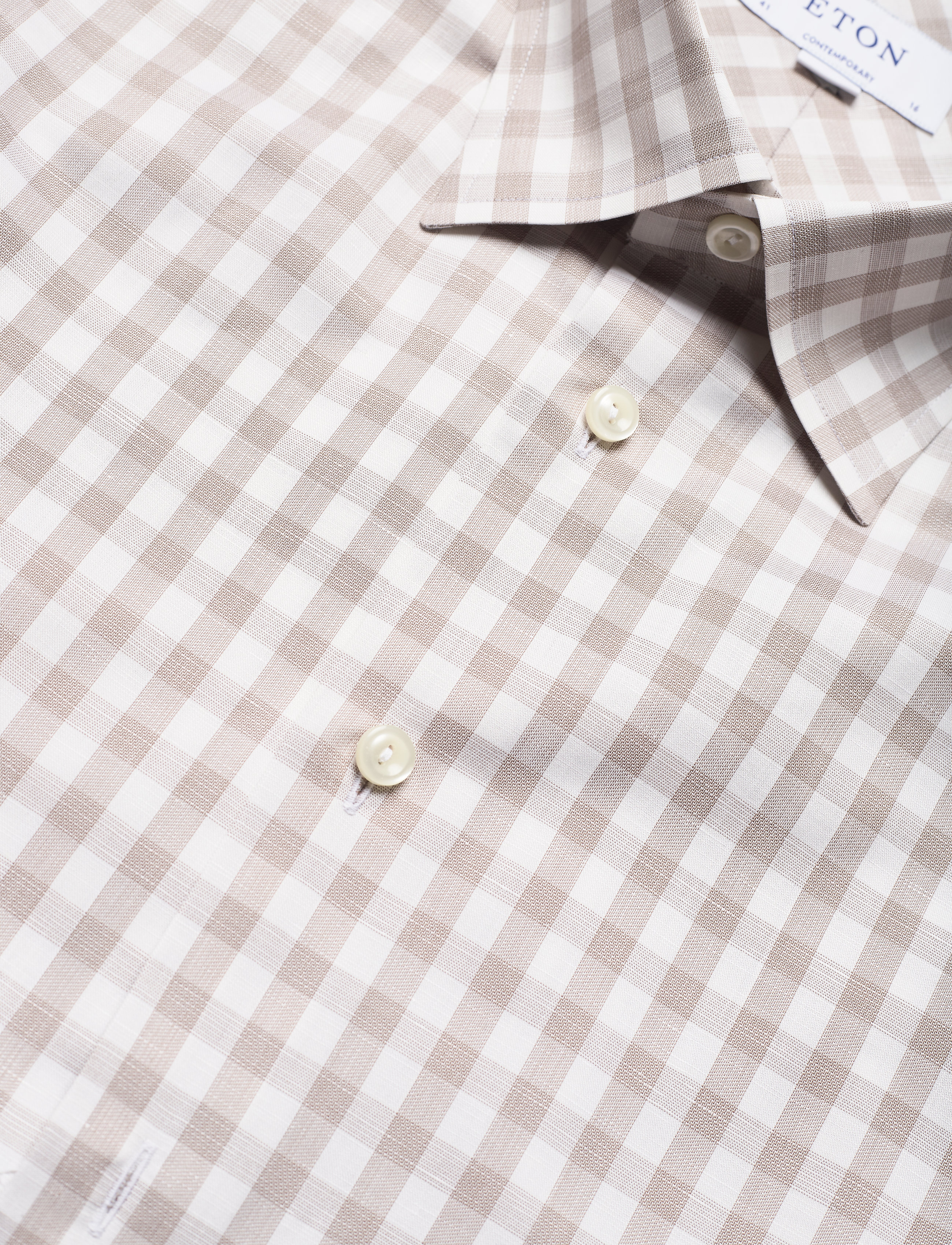 Eton - Contemporary fit Offwhite/Brown Texture Twill shirt - offwhite/brown - 3