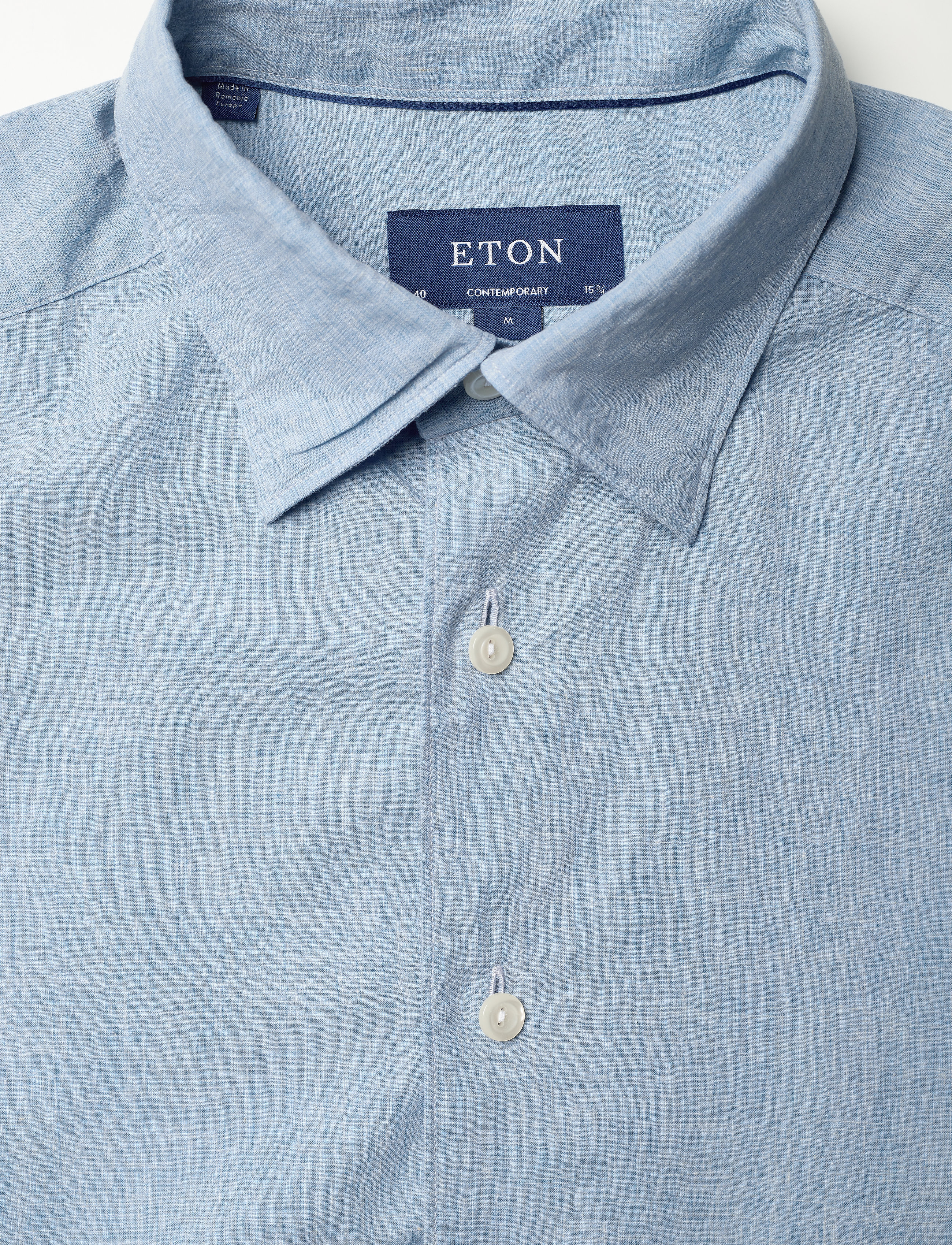 Eton - Contemporary fit Blue Cotton Linen Poplin shirt - blue - 2