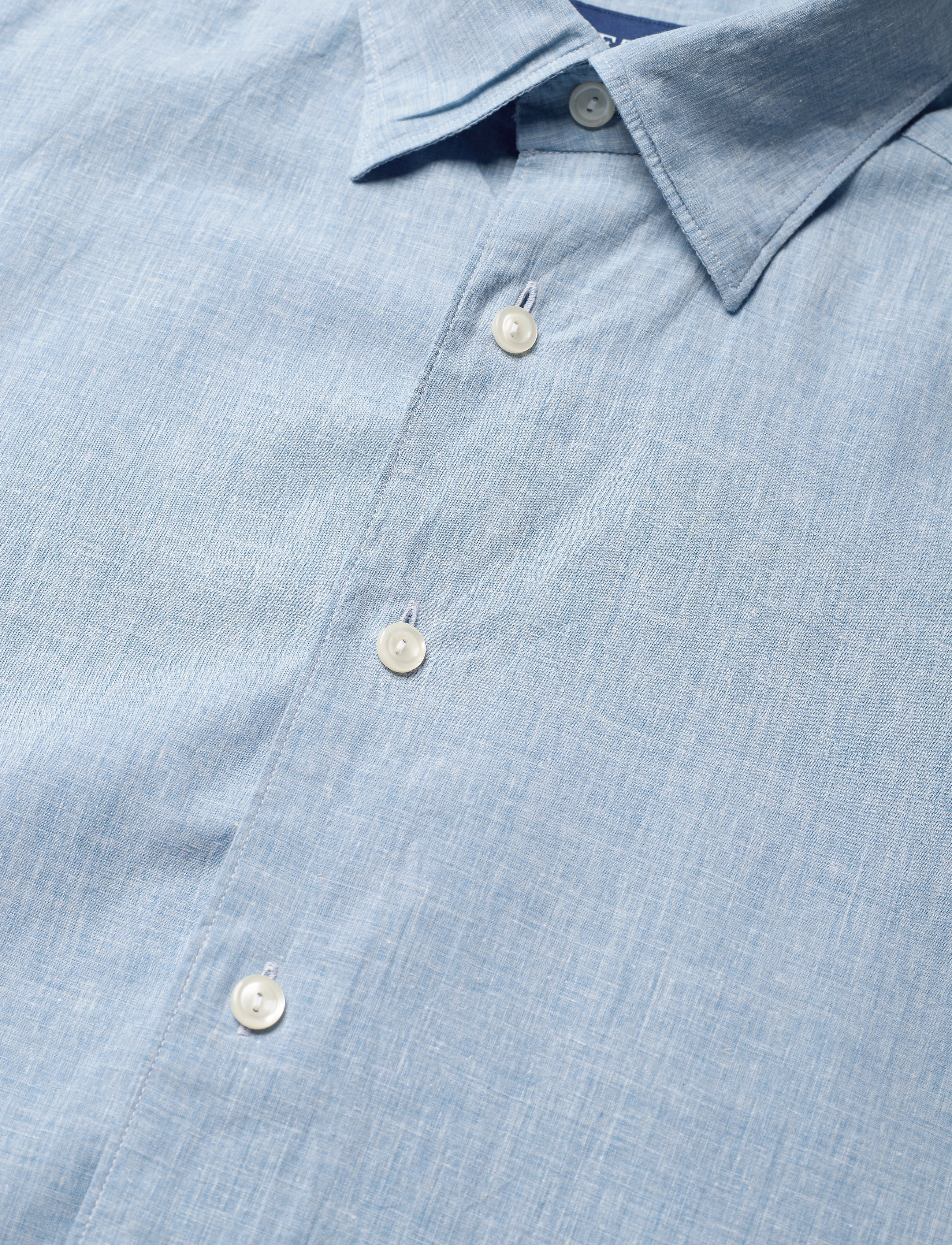 Eton - Contemporary fit Blue Cotton Linen Poplin shirt - blue - 3
