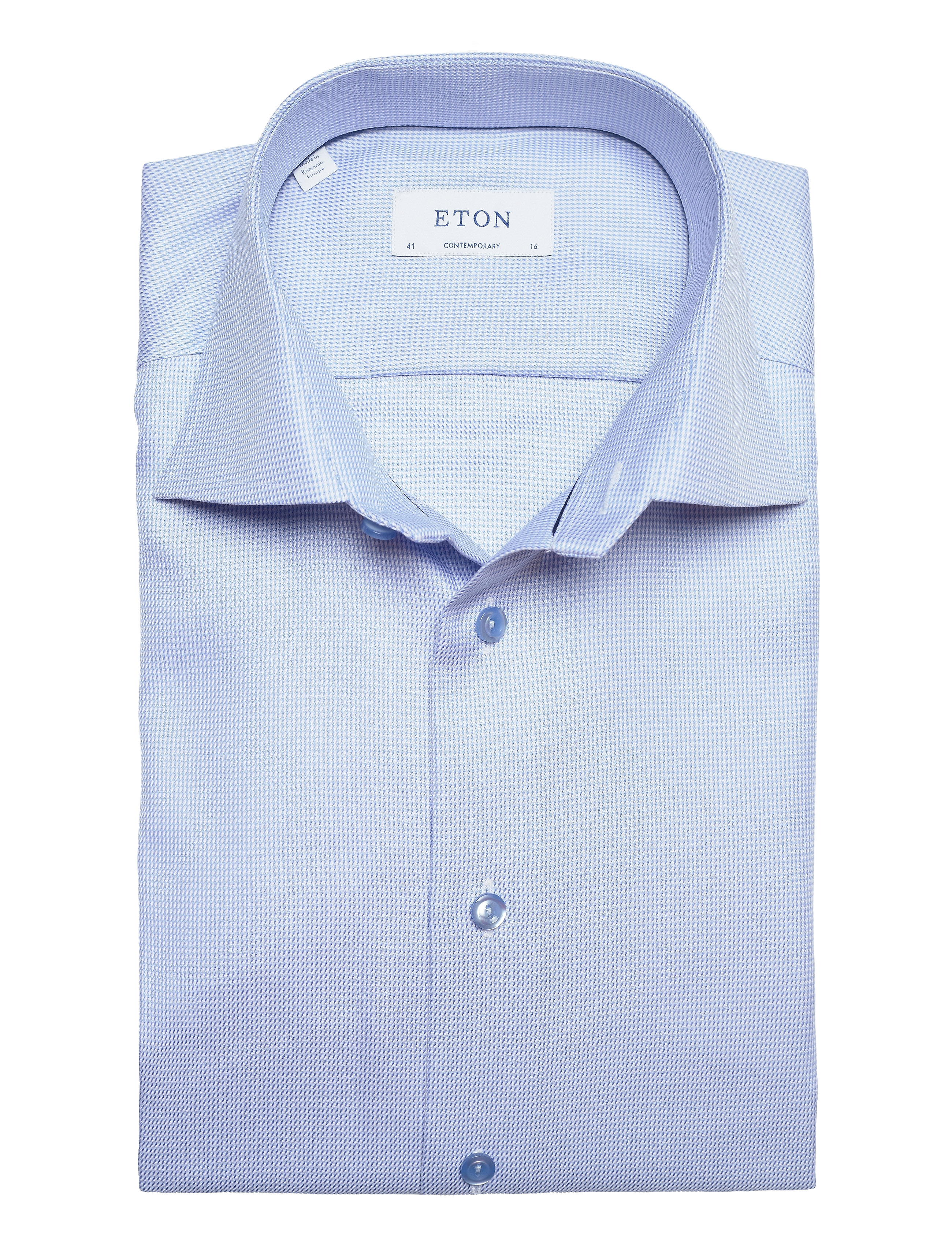 Eton - Contemporary fit Blue Textured Twill shirt - blue - 4