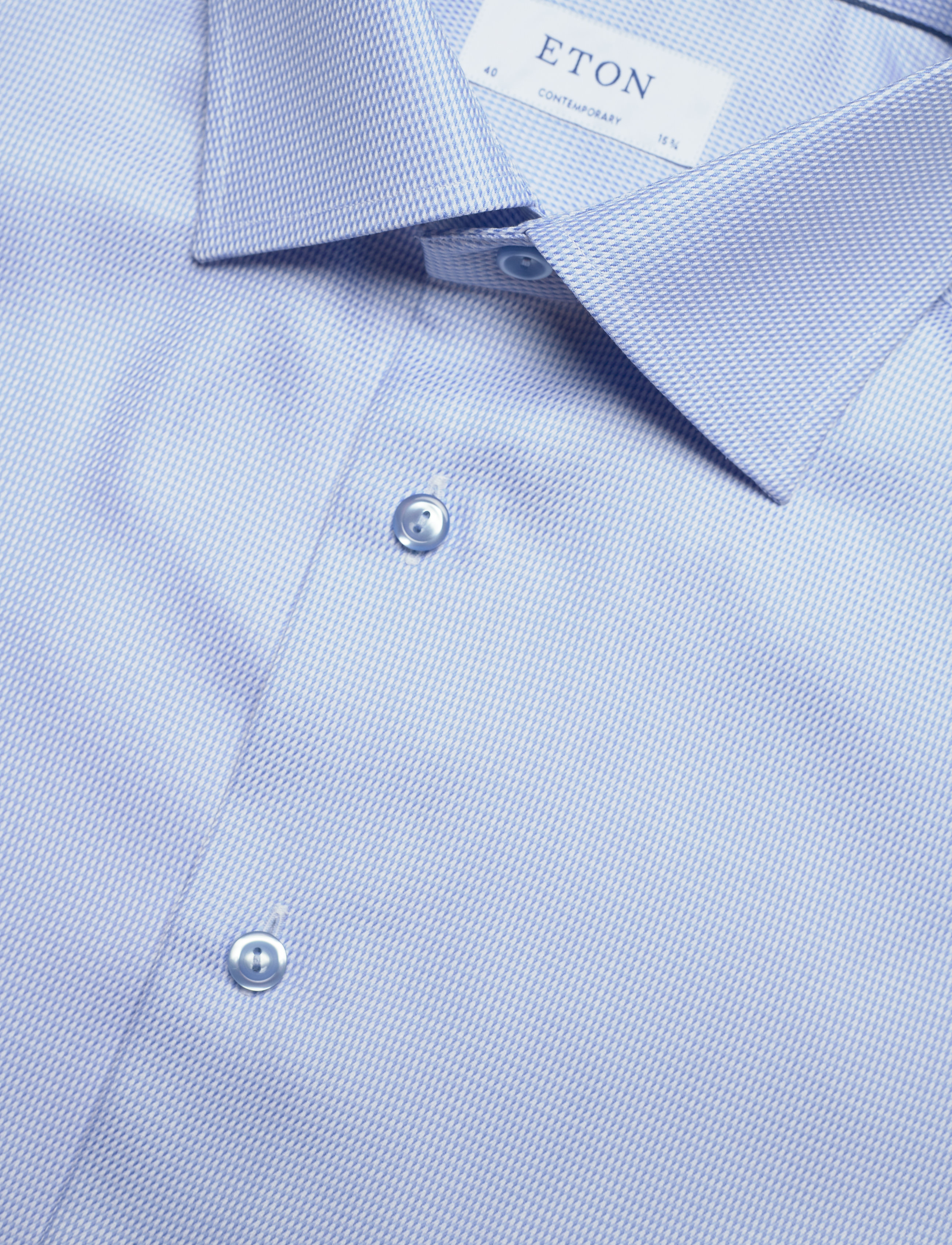 Eton - Contemporary fit Blue Textured Twill shirt - blue - 3