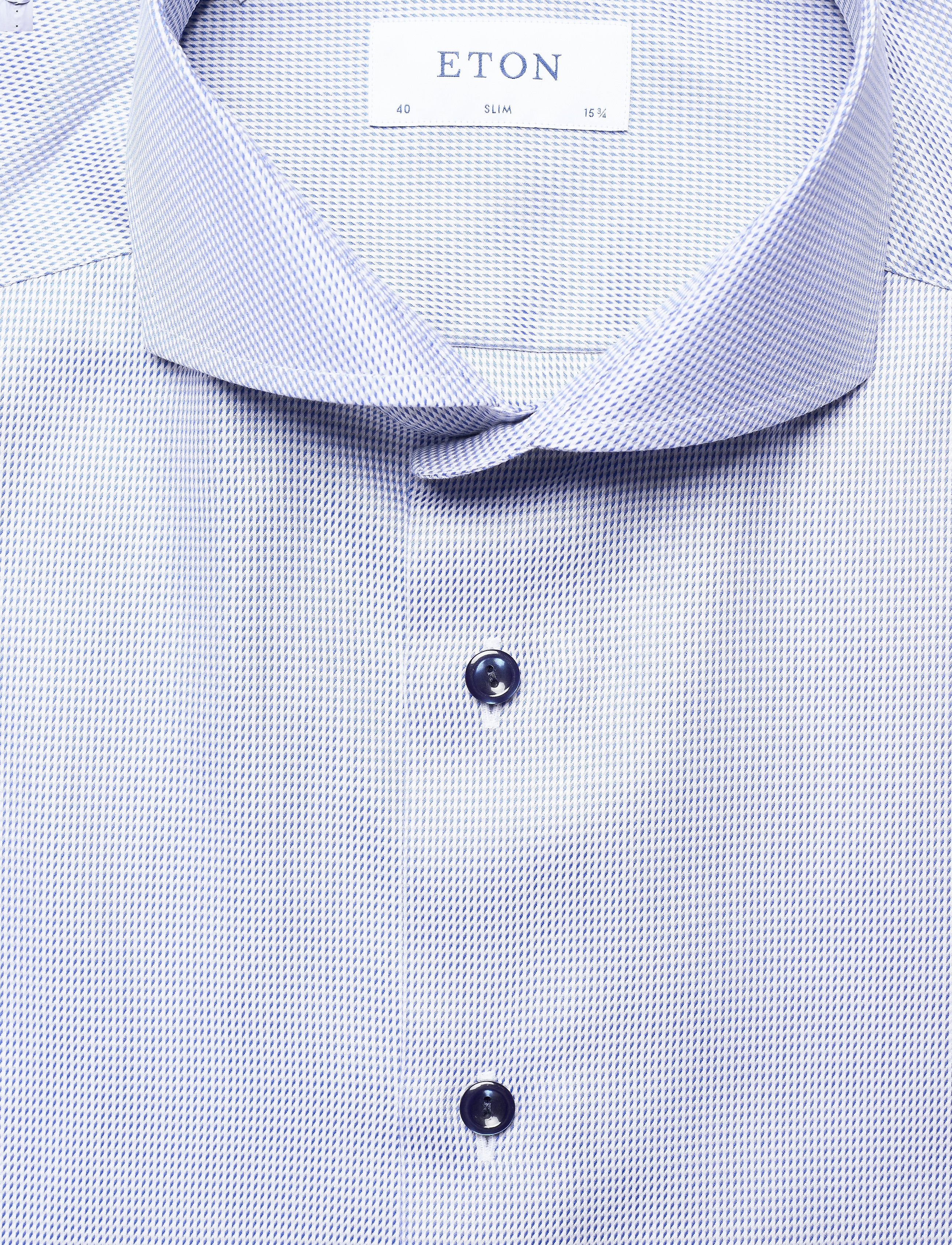 Eton - Slim fit Blue Textured Twill shirt - blue - 2
