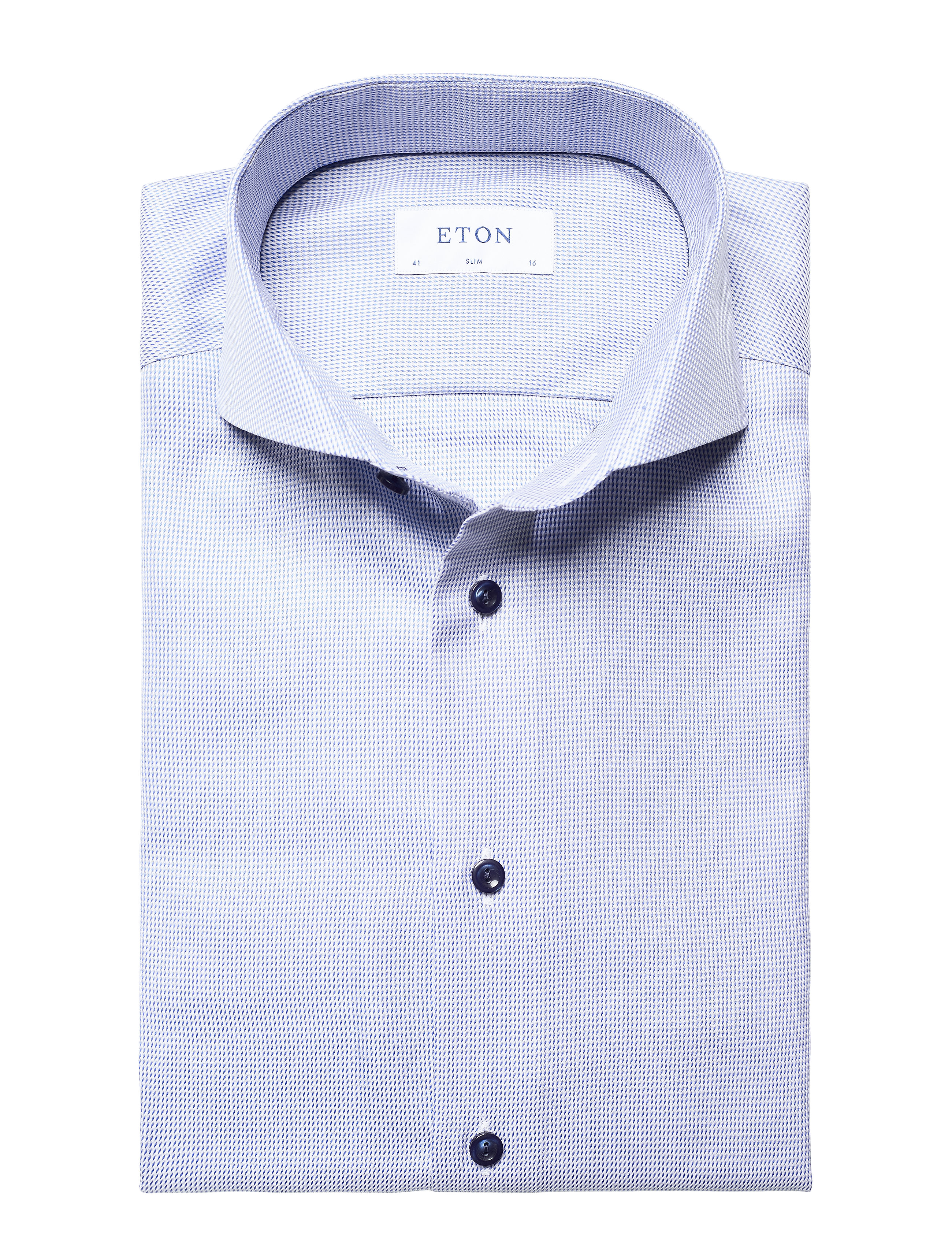 Eton - Slim fit Blue Textured Twill shirt - blue - 4