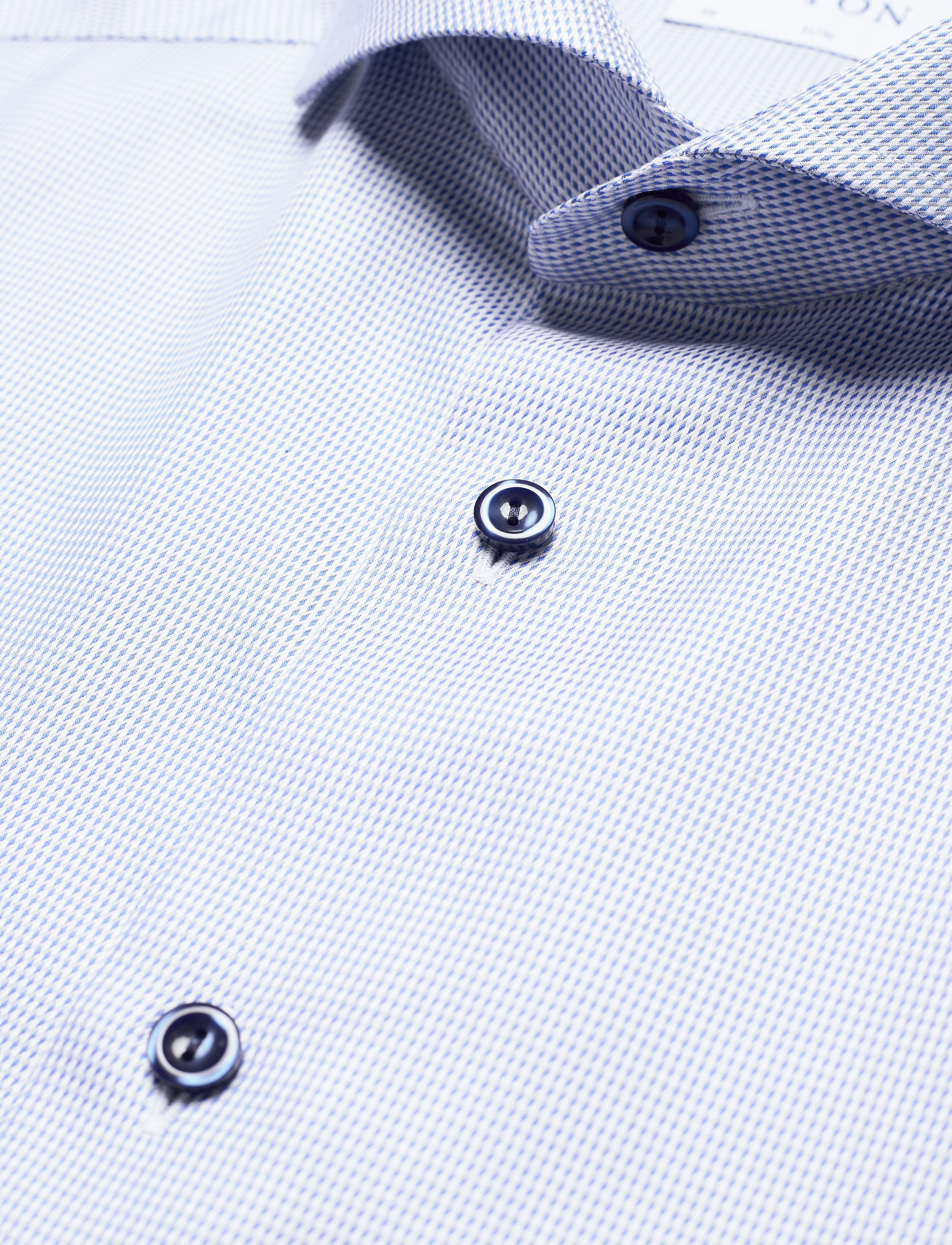 Eton - Slim fit Blue Textured Twill shirt - blue - 3