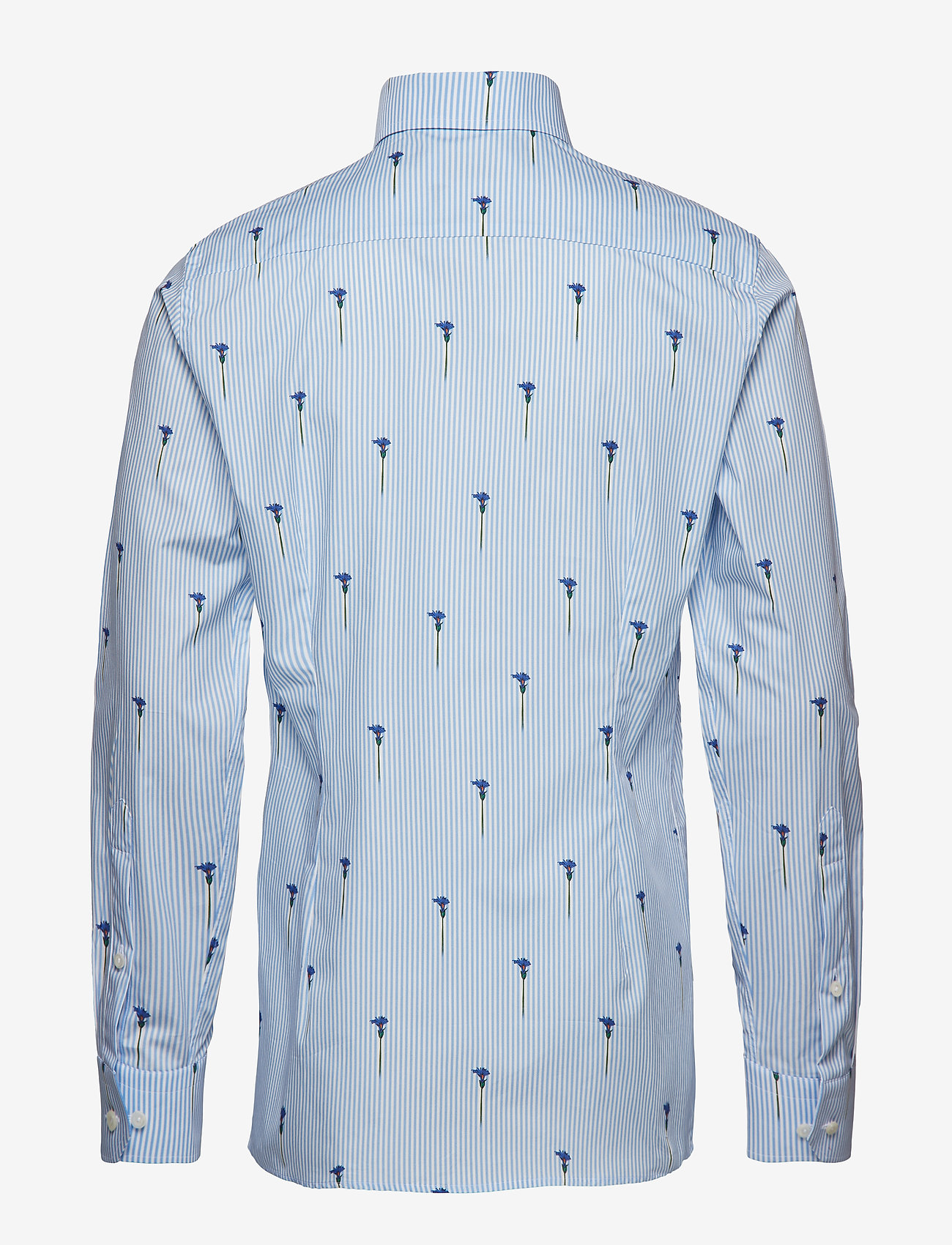 Eton - Striped Flower Print Shirt - blue - 1