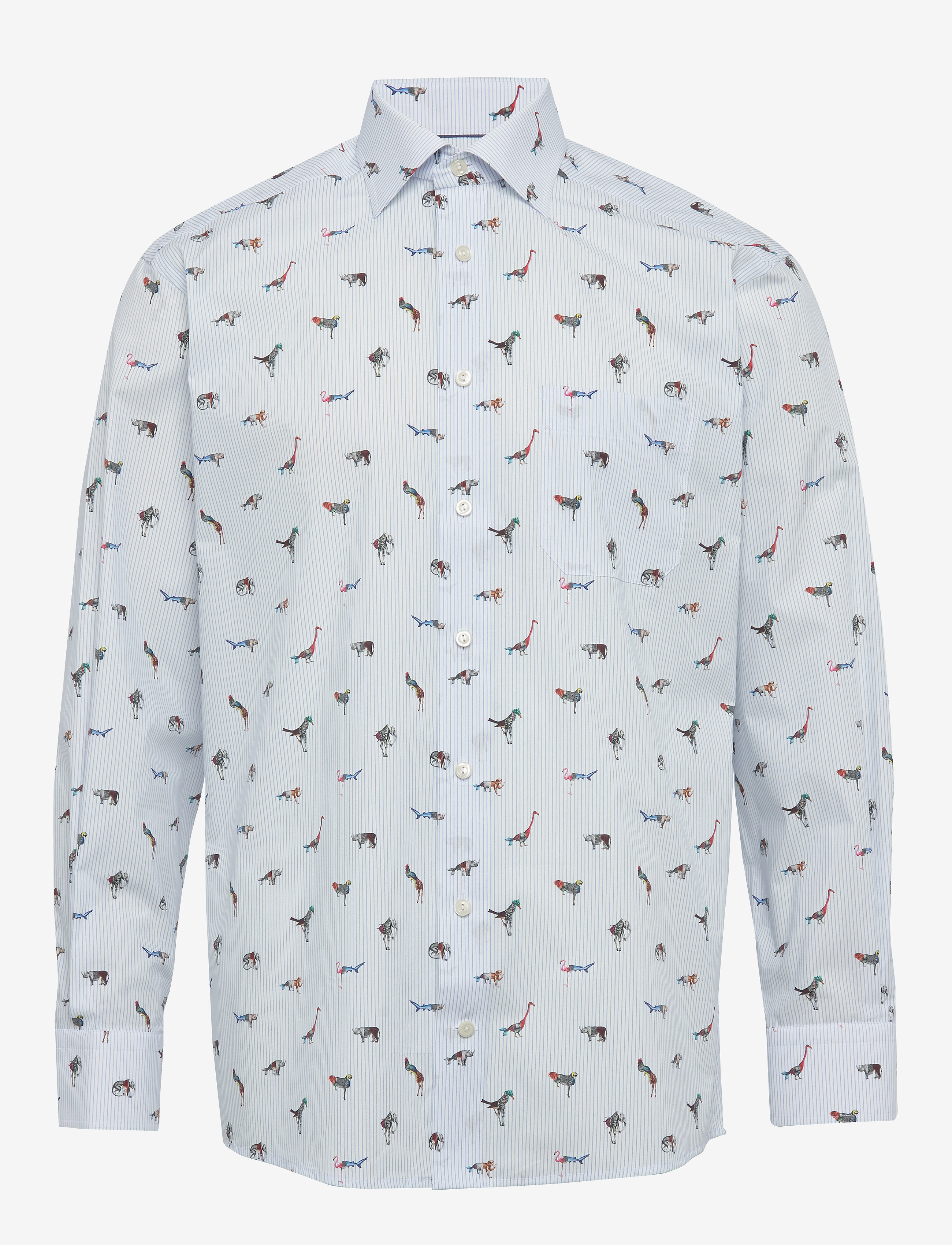 Eton - Striped Animal Print Shirt - blue - 0